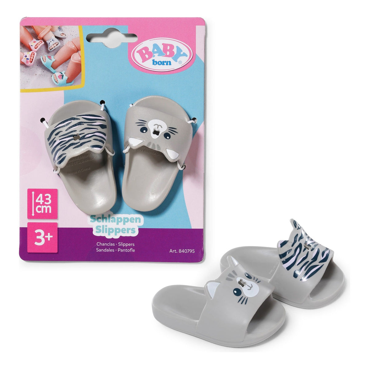 BABY born Slippers for 43cm Dolls – 3 Assorted Designs