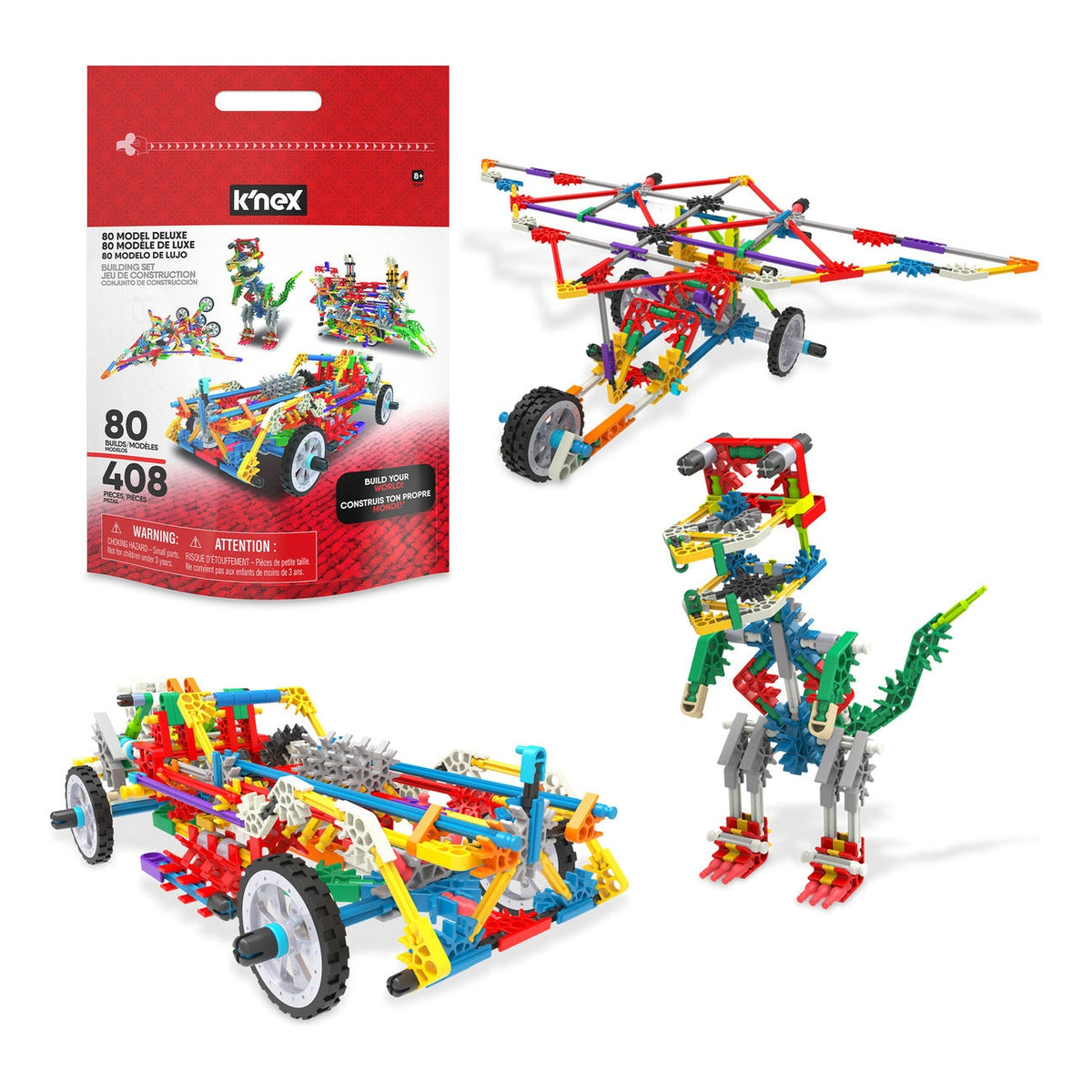 K'NEX 408-Piece 80 Model Deluxe Building Set with Bag