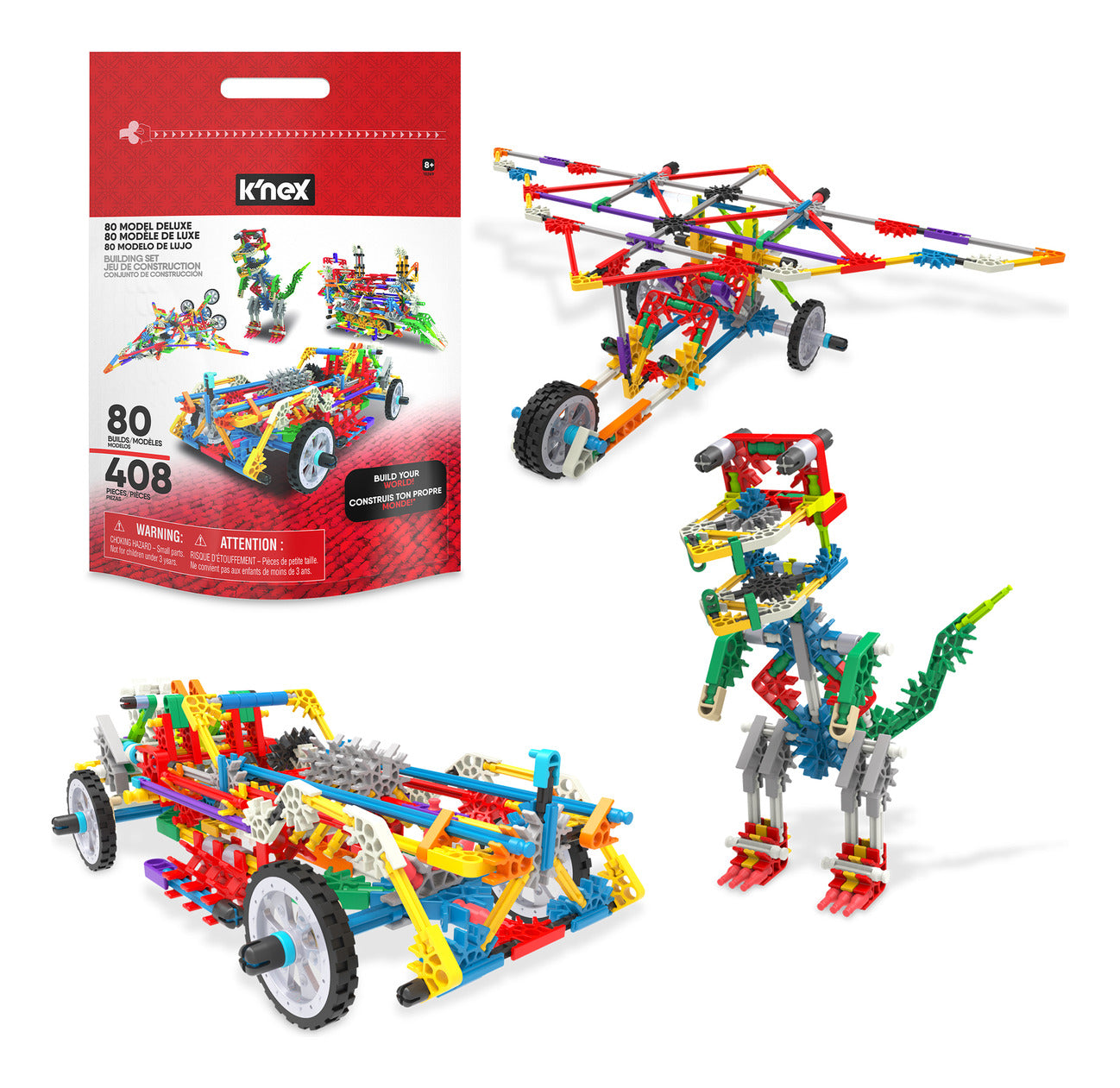 K'NEX 408-Piece 80 Model Deluxe Building Set with Bag