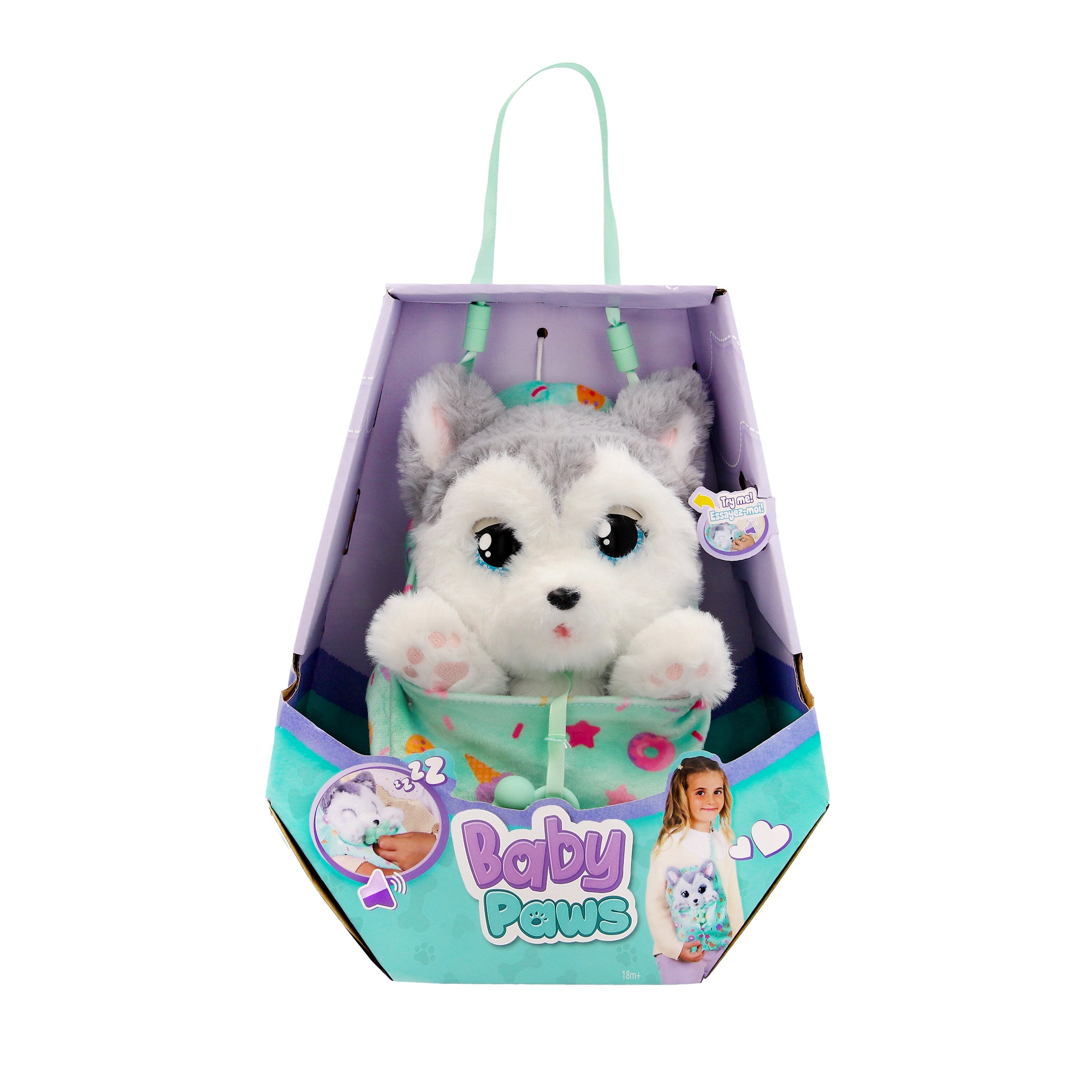 Baby Paws Husky Interactive Plush Puppy with Blanket and Pacifier