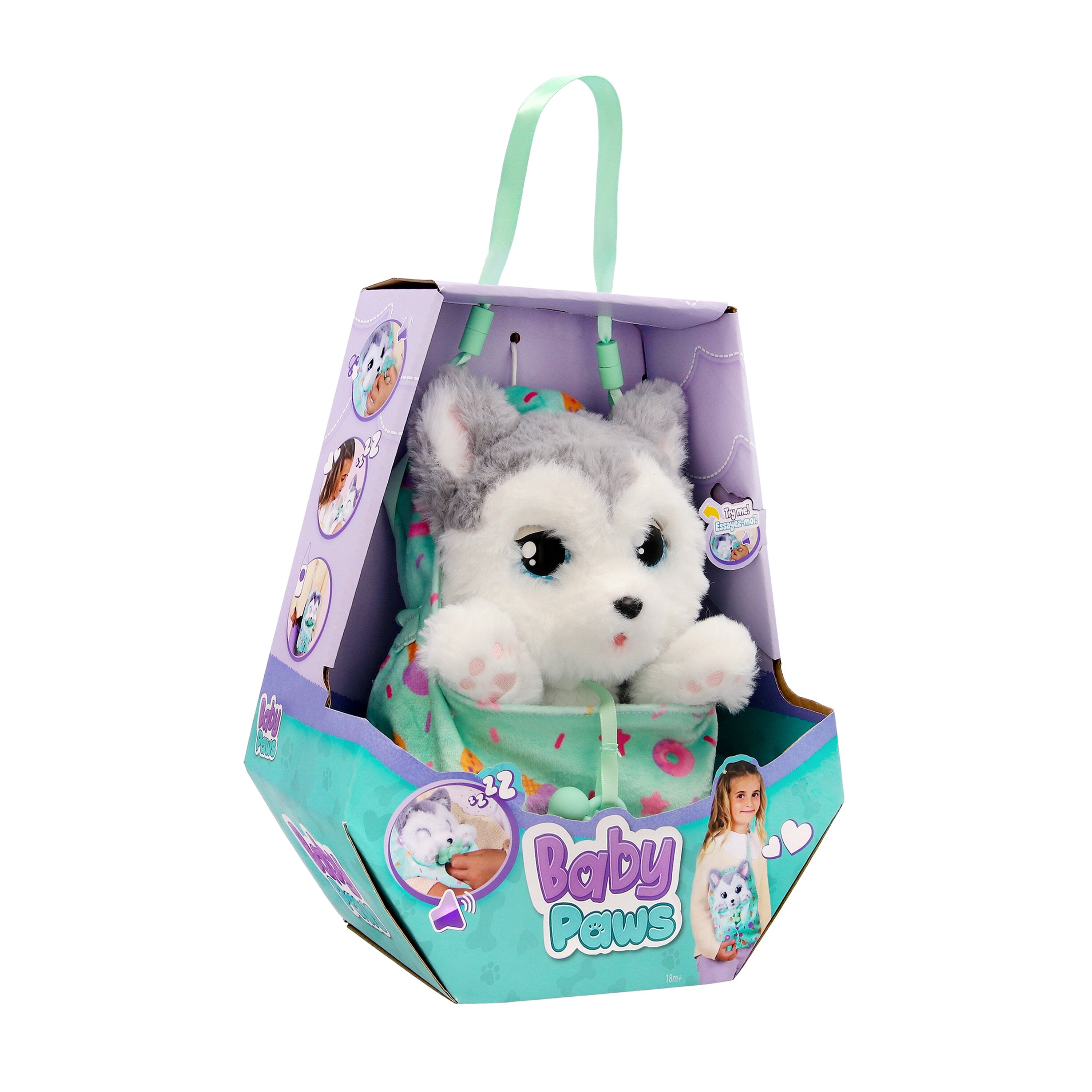 Baby Paws Husky Interactive Plush Puppy with Blanket and Pacifier