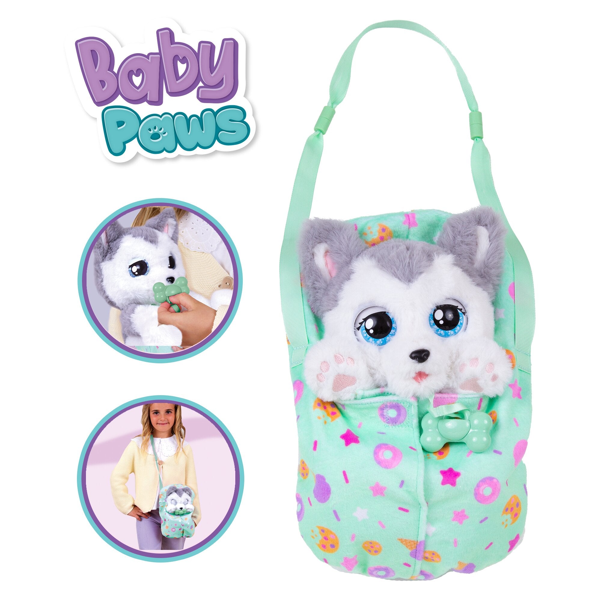 Baby Paws Husky Interactive Plush Puppy with Blanket and Pacifier