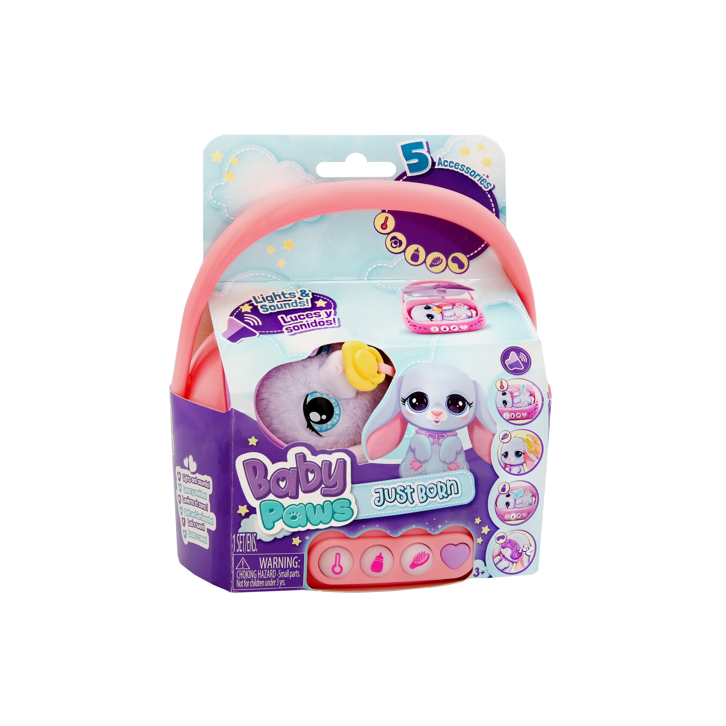 Baby Paws Just Born Bunny Interactive Plush Pet with Carry Case