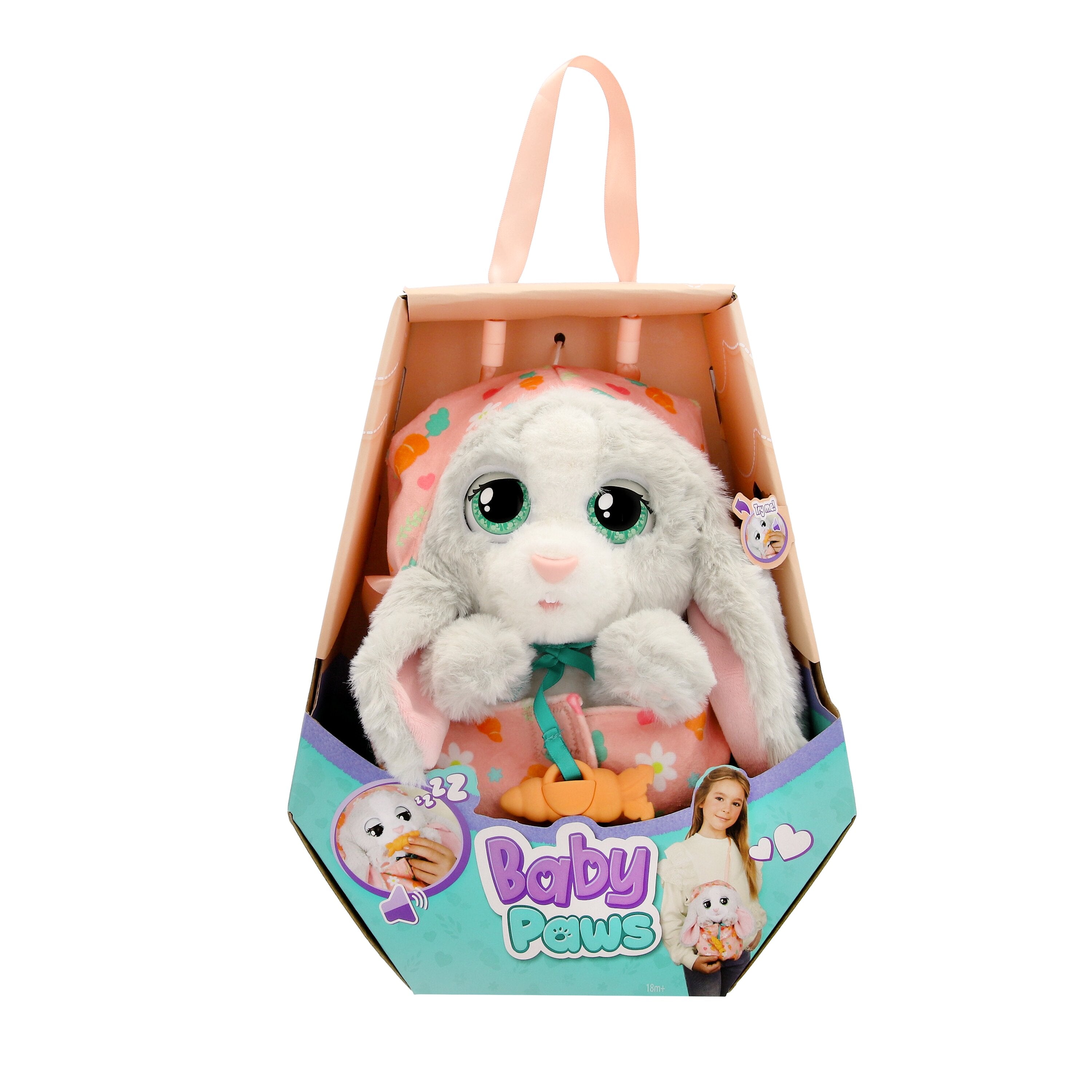 Baby Paws Interactive Bunny Plush with Carrier Bag