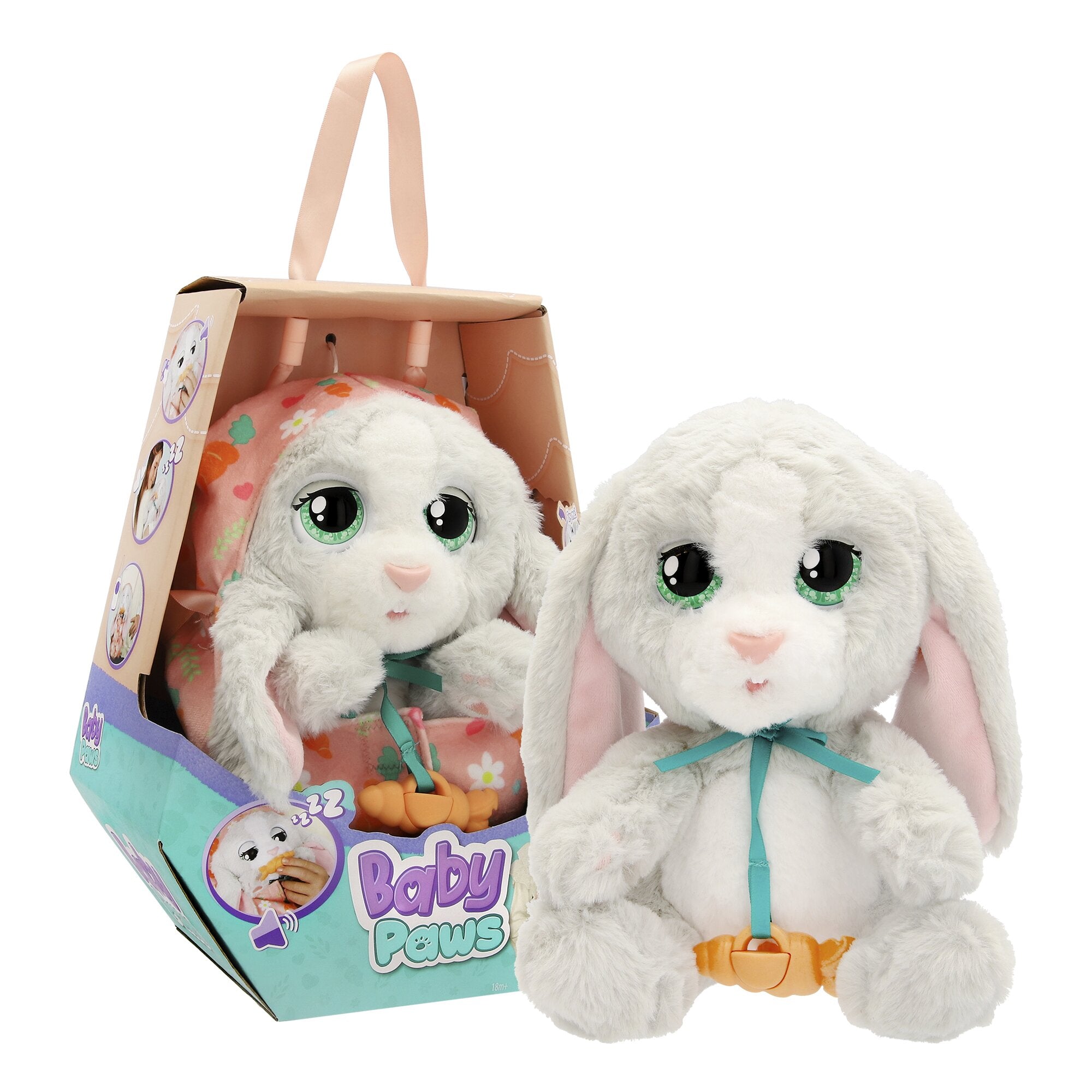 Baby Paws Interactive Bunny Plush with Carrier Bag
