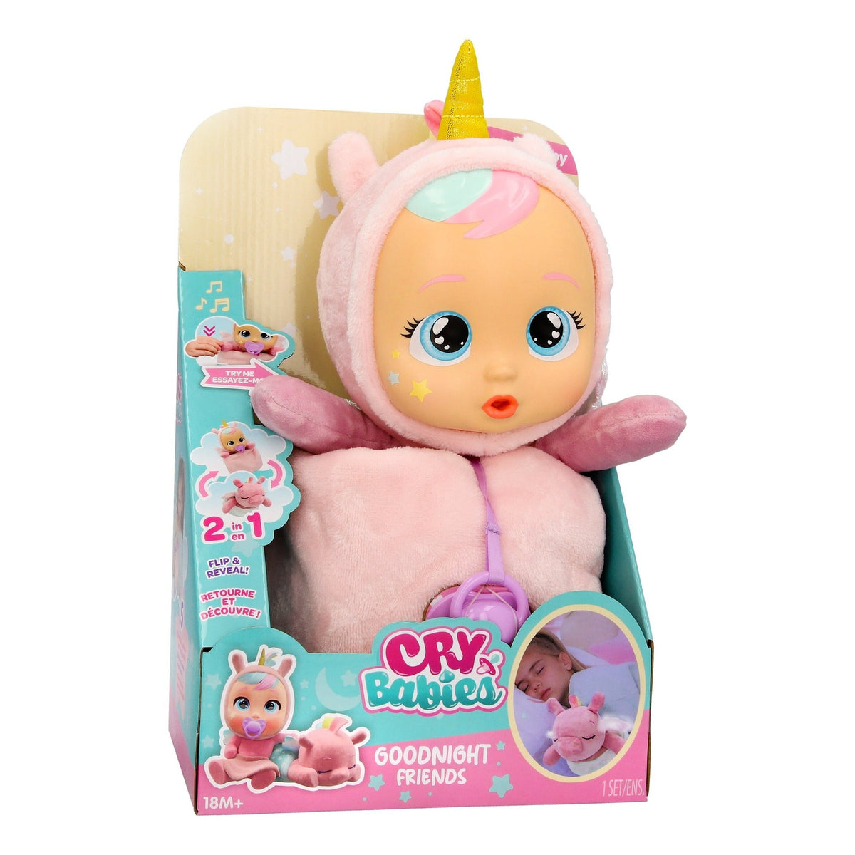 Cry Babies Goodnight Friends Luna & Poppy 2-in-1 Interactive Plush Doll