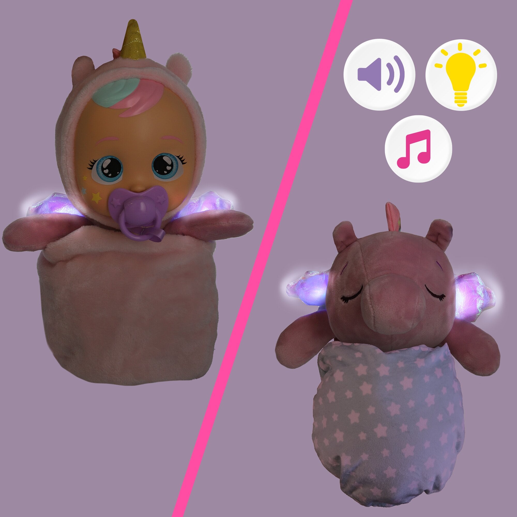 Cry Babies Goodnight Friends Luna & Poppy 2-in-1 Interactive Plush Doll