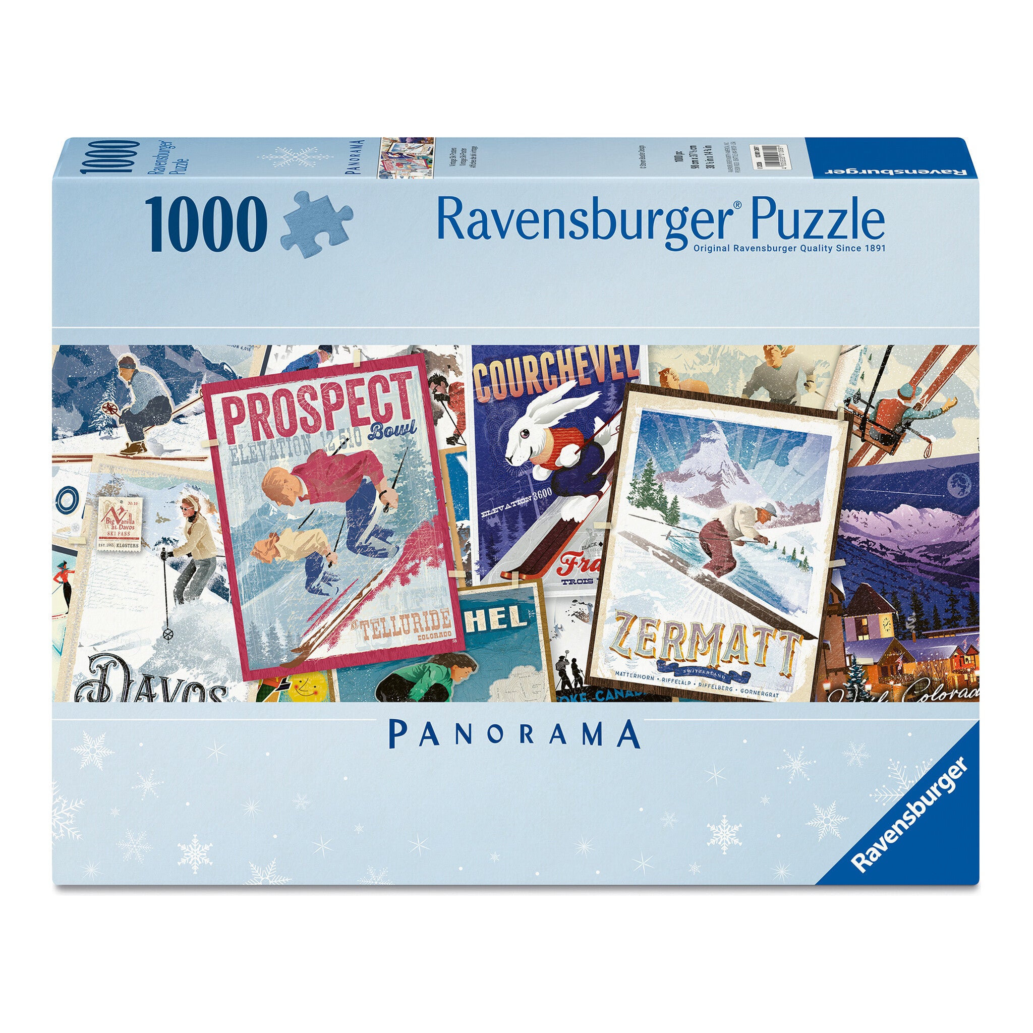 Ravensburger Retro Skiing Vintage Ski Posters Panorama 1000 Piece Jigsaw Puzzle