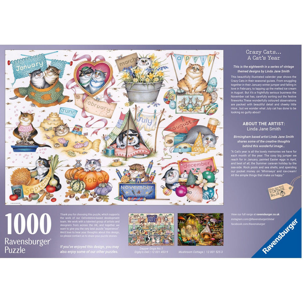 Ravensburger Crazy Cats A Cat's Year 1000 Piece Puzzle