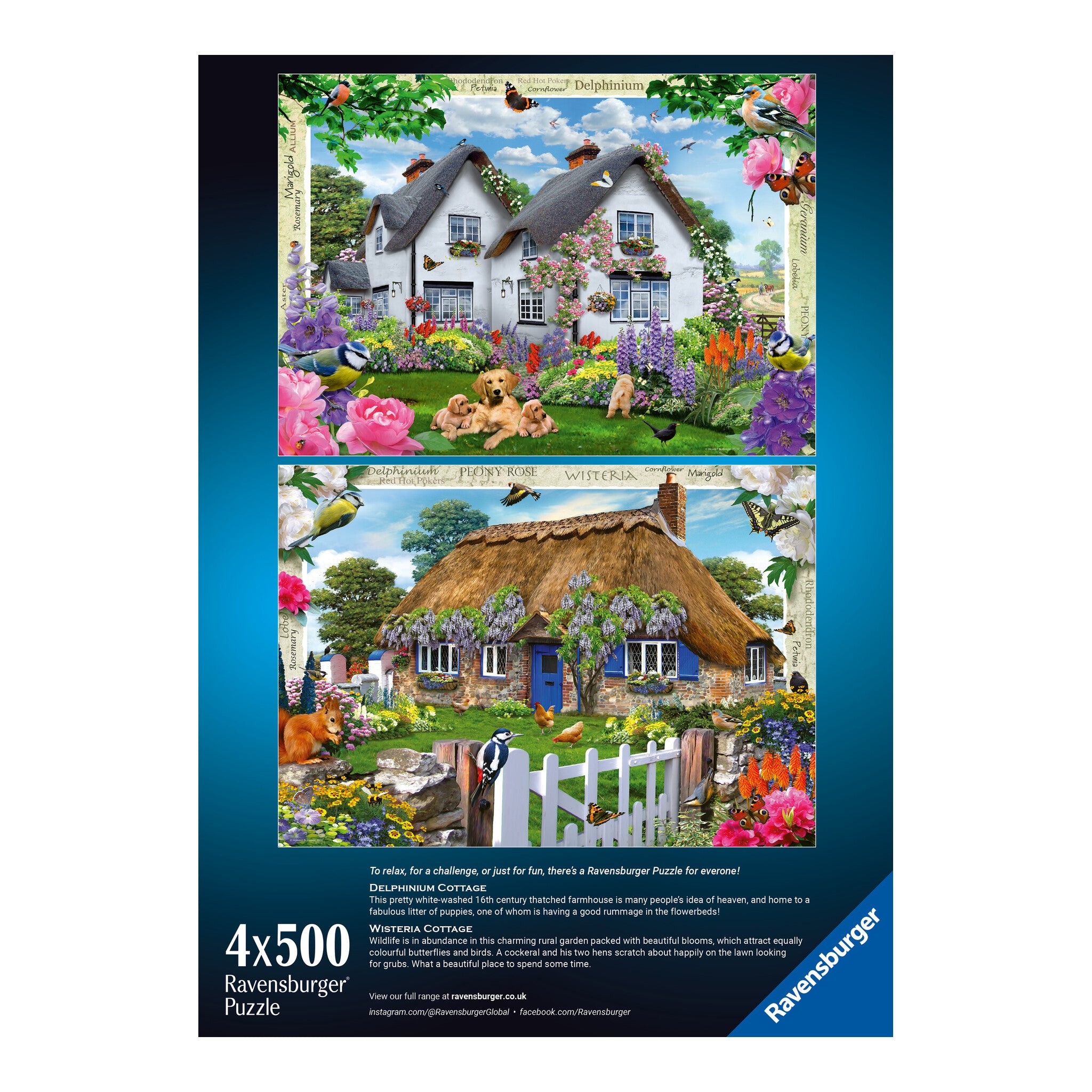Ravensburger Happy Days No.10 Country Gardens 4 x 500 Piece Jigsaw Puzzle