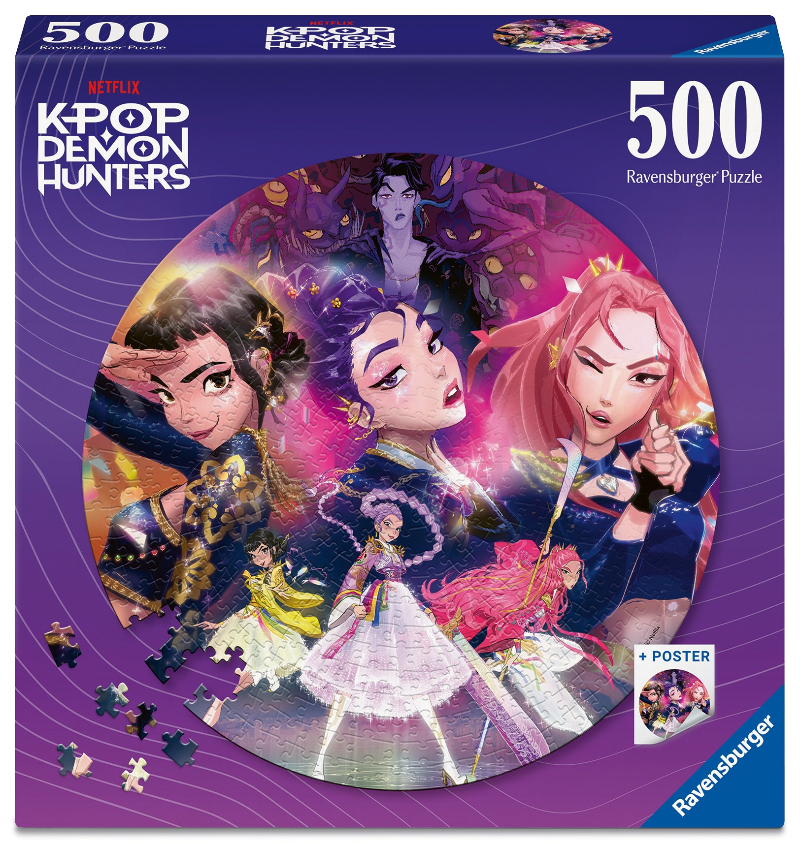 Ravensburger KPop Demon Hunters For the Fans! 500-Piece Round Jigsaw Puzzle