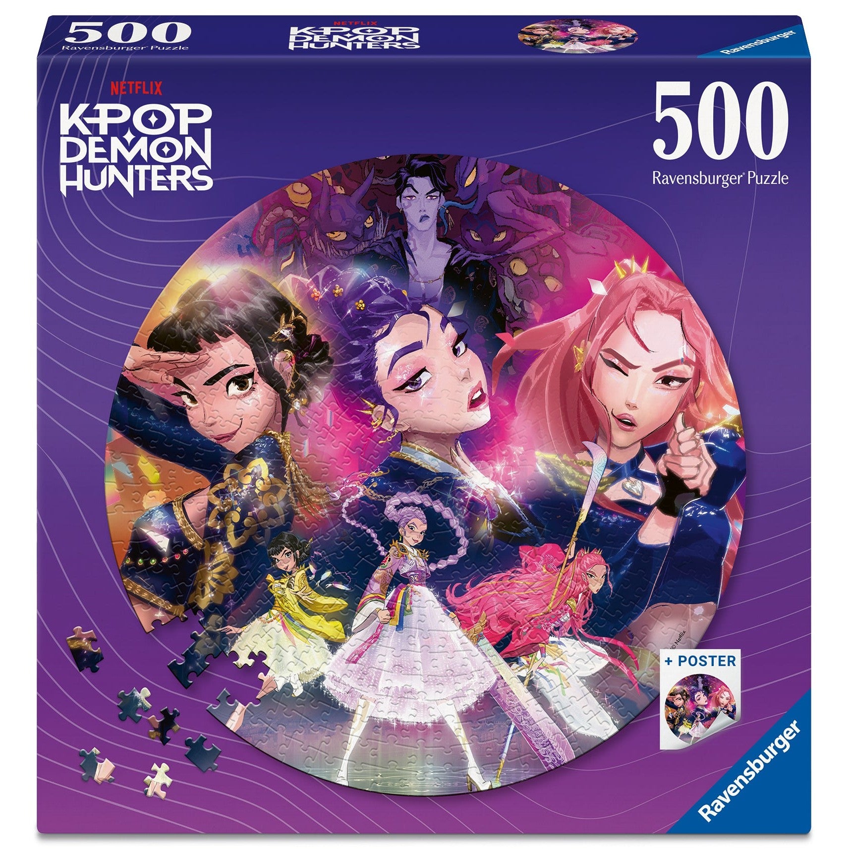 Ravensburger KPop Demon Hunters For the Fans! 500-Piece Round Jigsaw Puzzle