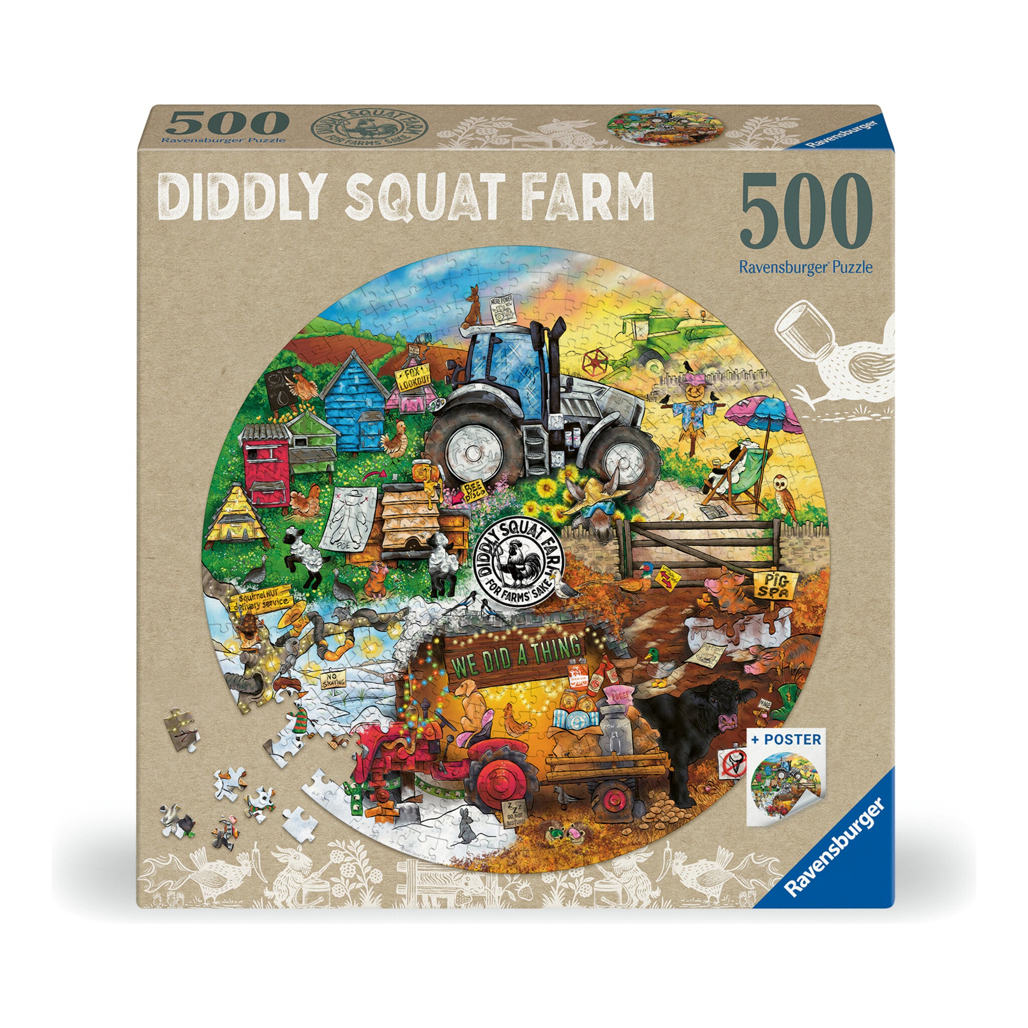 Ravensburger Diddly Squat Farm Circular 500-Piece Jigsaw Puzzle