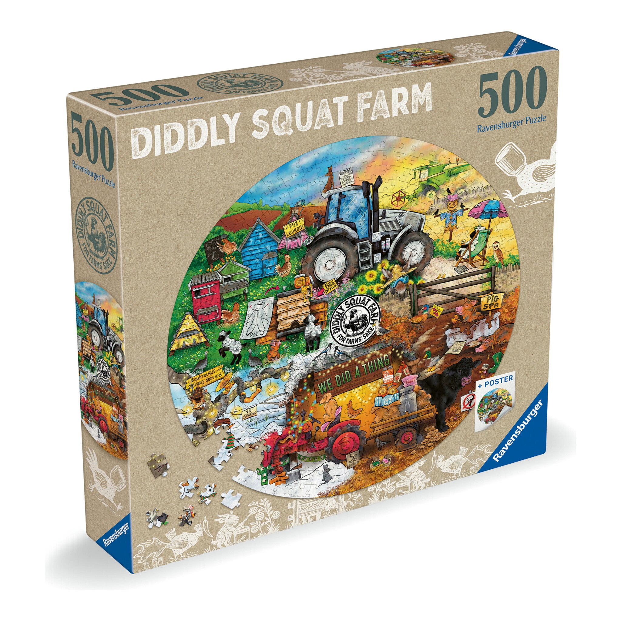 Ravensburger Diddly Squat Farm Circular 500-Piece Jigsaw Puzzle