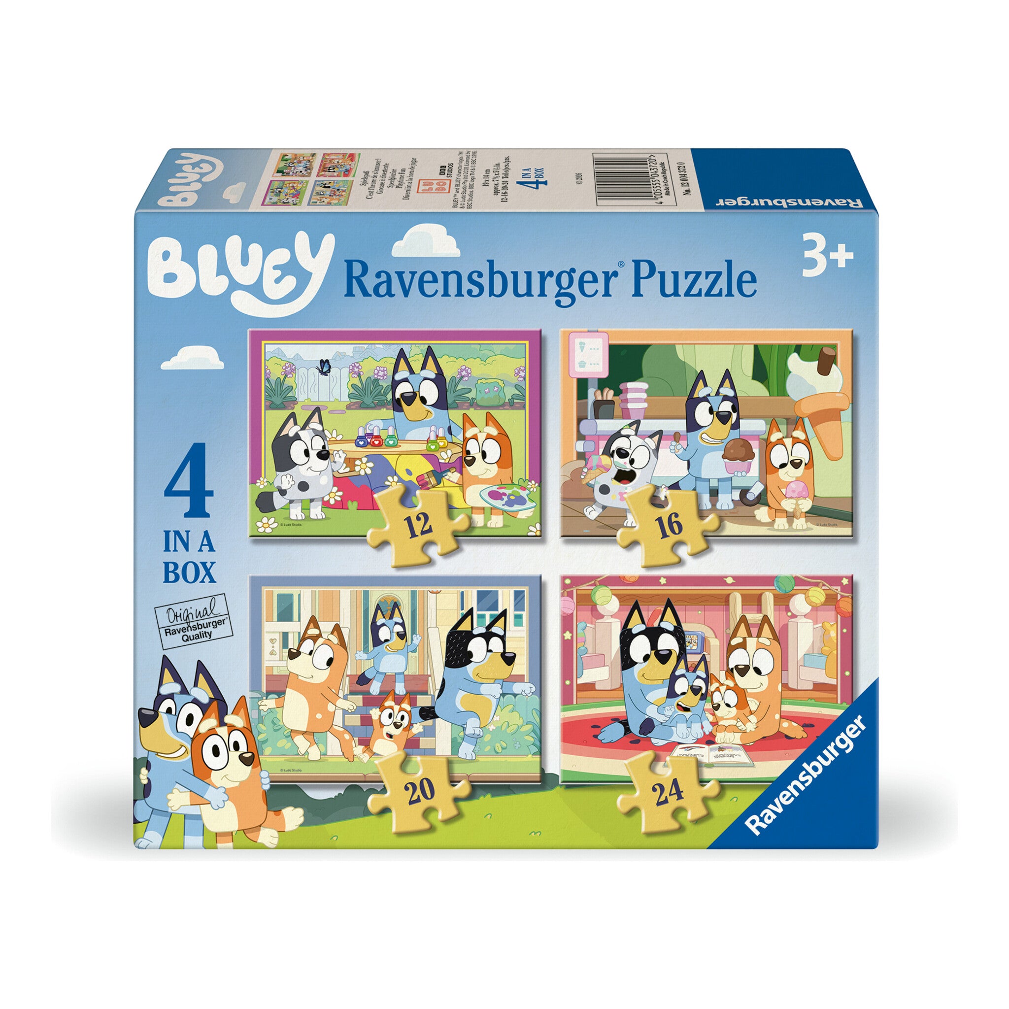 Ravensburger Bluey 4 in a Box Jigsaw Puzzles – 12, 16, 20 & 24 Pieces