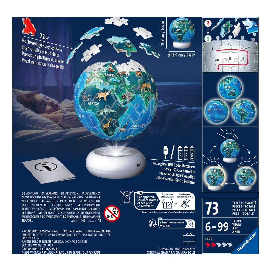 Ravensburger Earth at Night 3D Puzzle Night Light – 72 Pieces