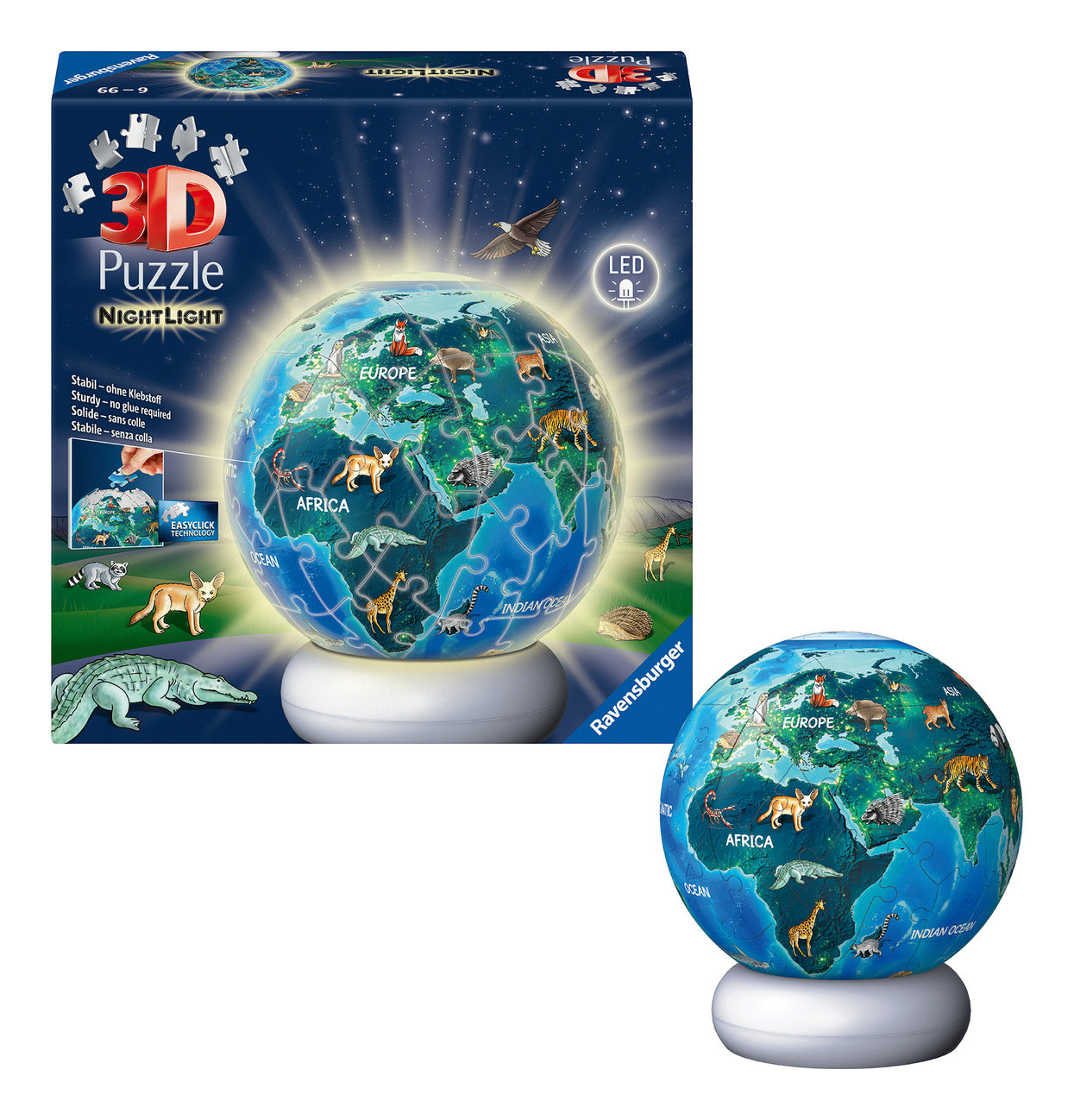 Ravensburger Earth at Night 3D Puzzle Night Light – 72 Pieces