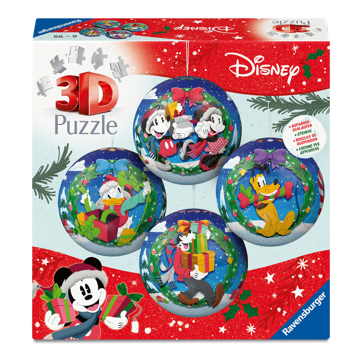 Ravensburger Disney Christmas Baubles 4 x 54 Piece 3D Puzzle Set