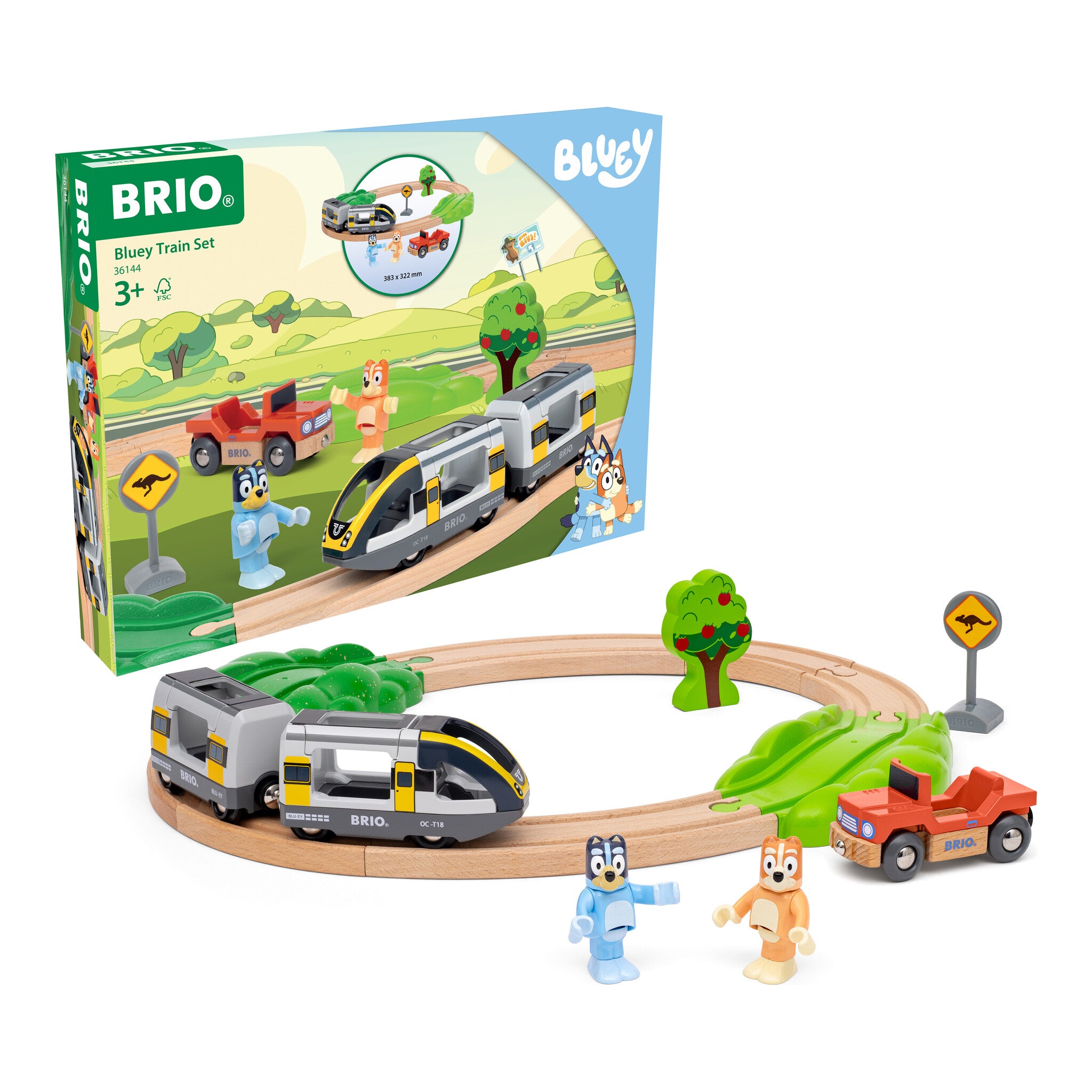 BRIO Bluey Train Set – 15-Piece Wooden Railway Set
