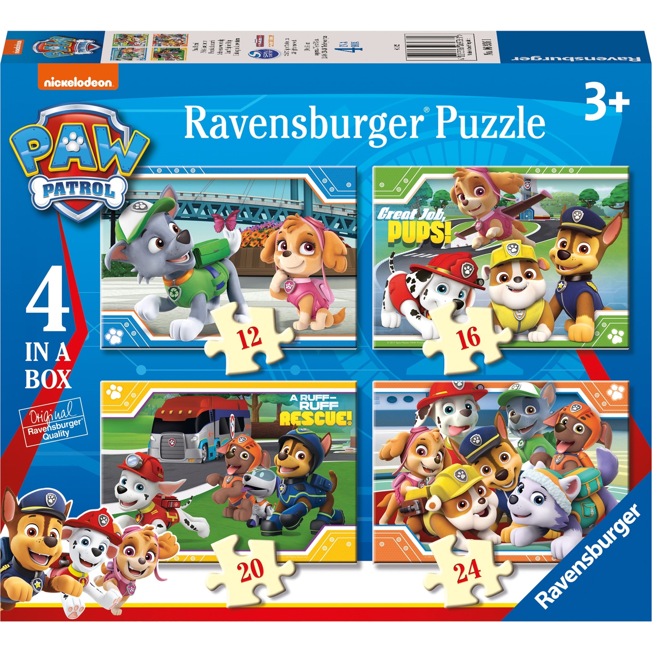 Ravensburger Paw Patrol 4 in a Box Jigsaw Puzzle Set