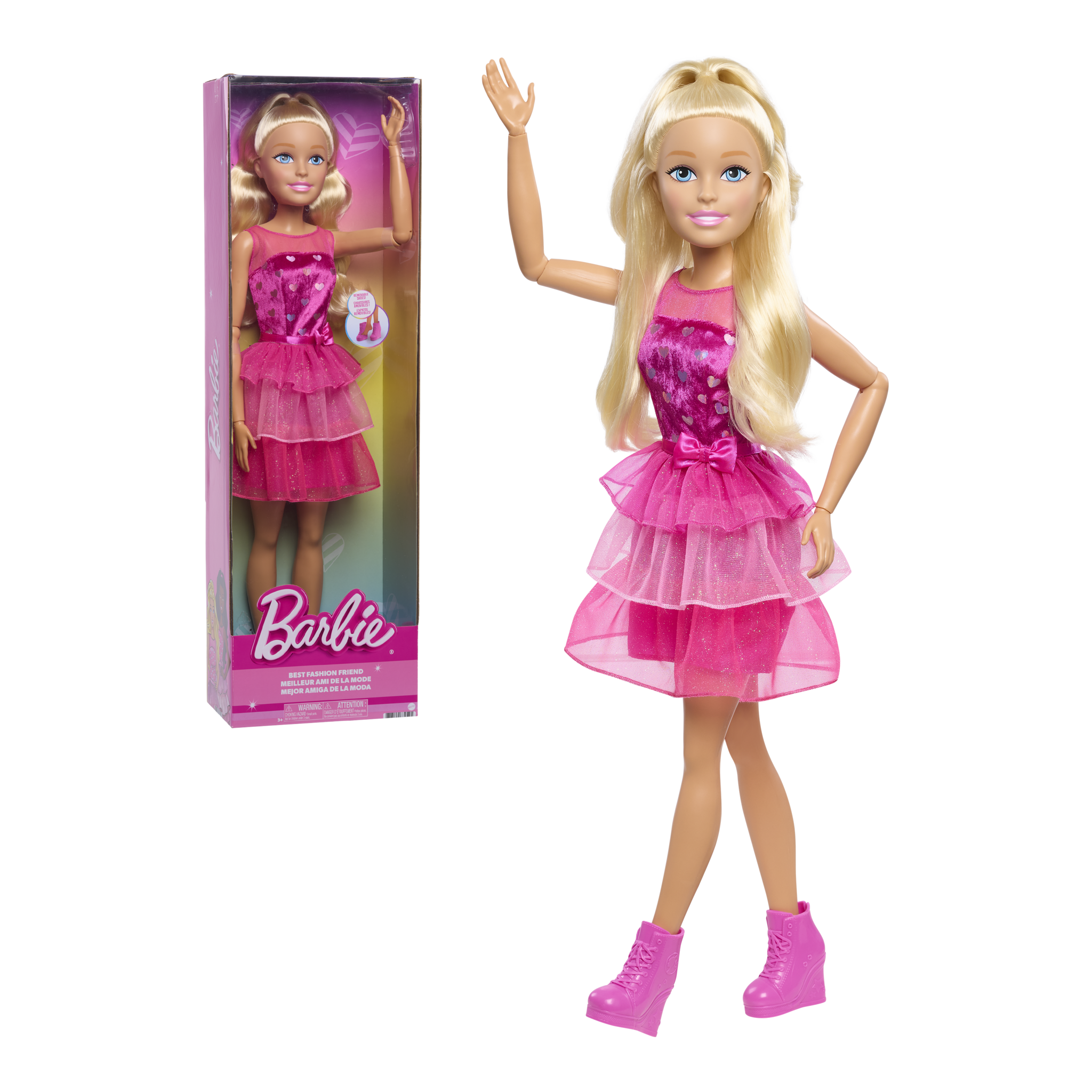 Barbie Large 28-Inch Blonde Doll with Shimmery Pink Dress