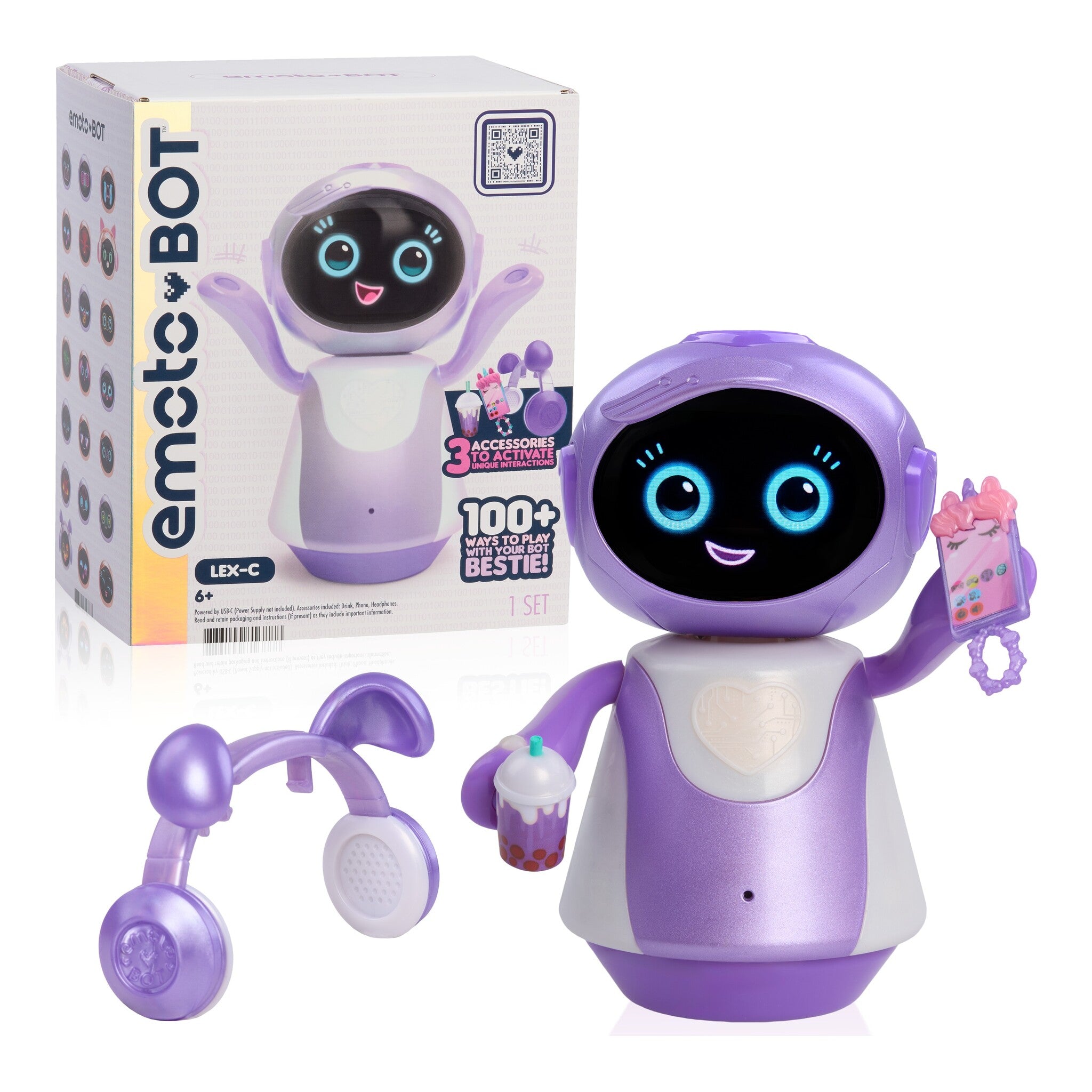 Just Play emotoBOT LEX-C Purple Interactive Robot Toy