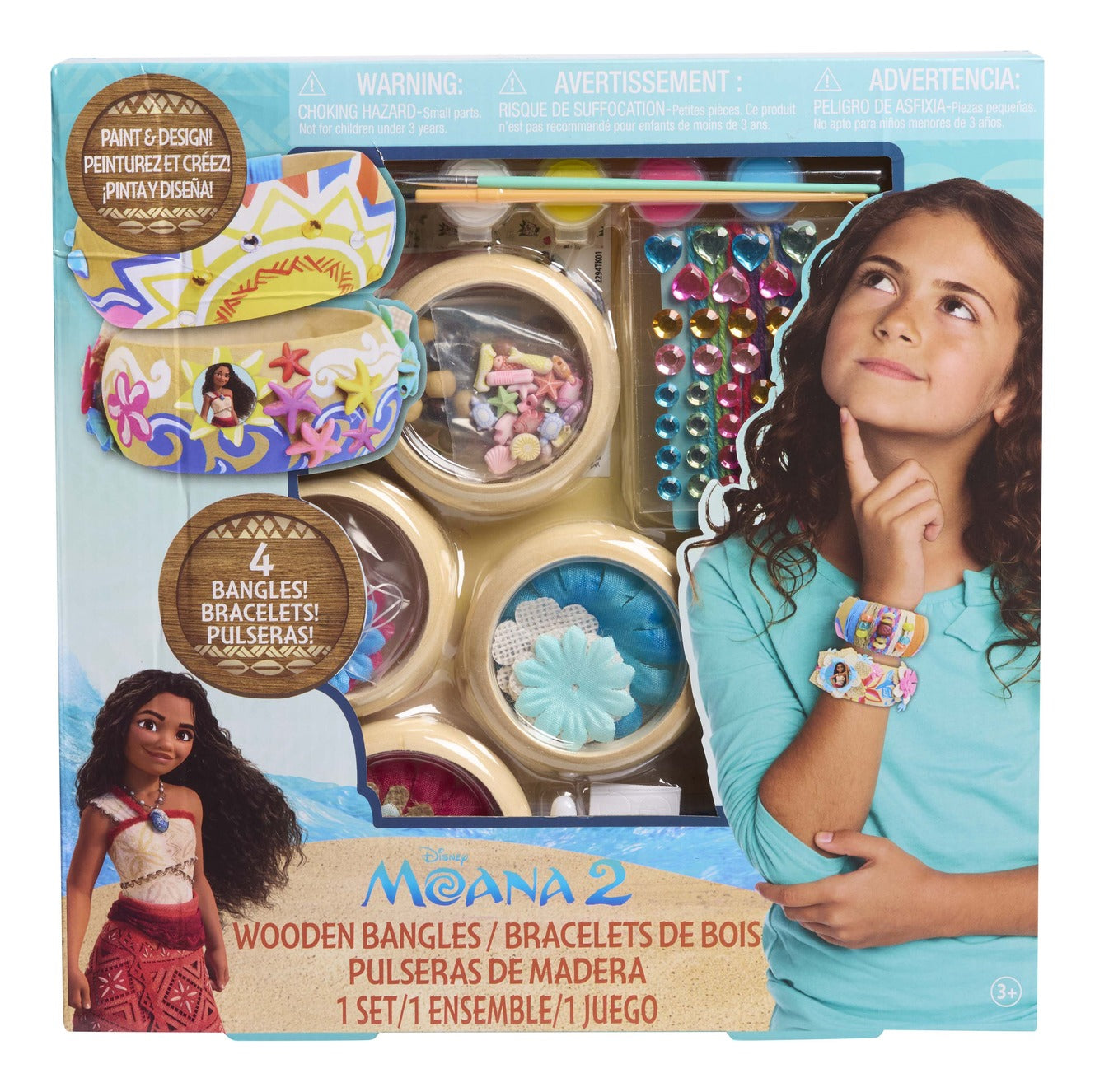 Disney Moana 2 Wooden Bangles Bracelet Activity Set
