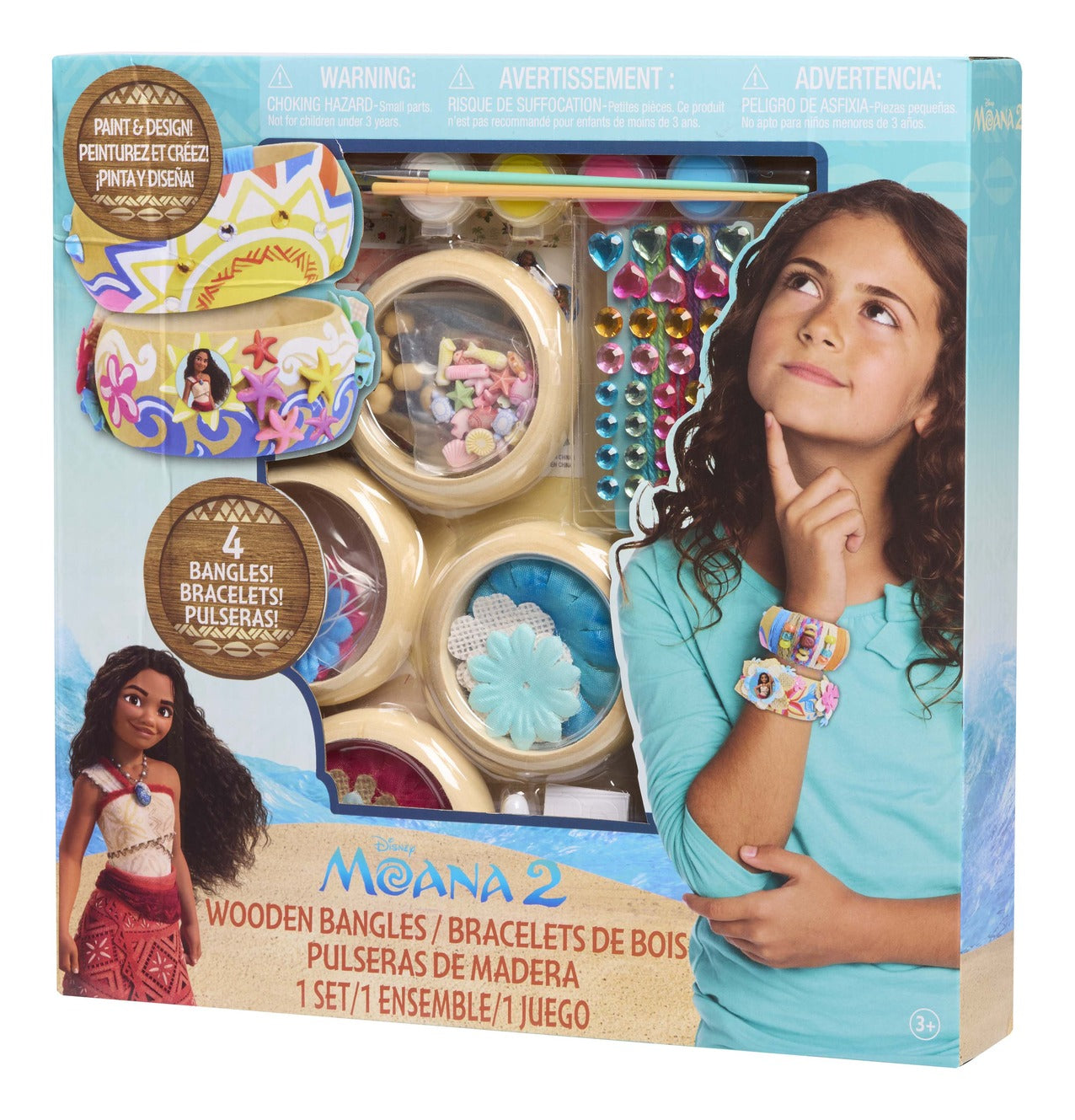 Disney Moana 2 Wooden Bangles Bracelet Activity Set