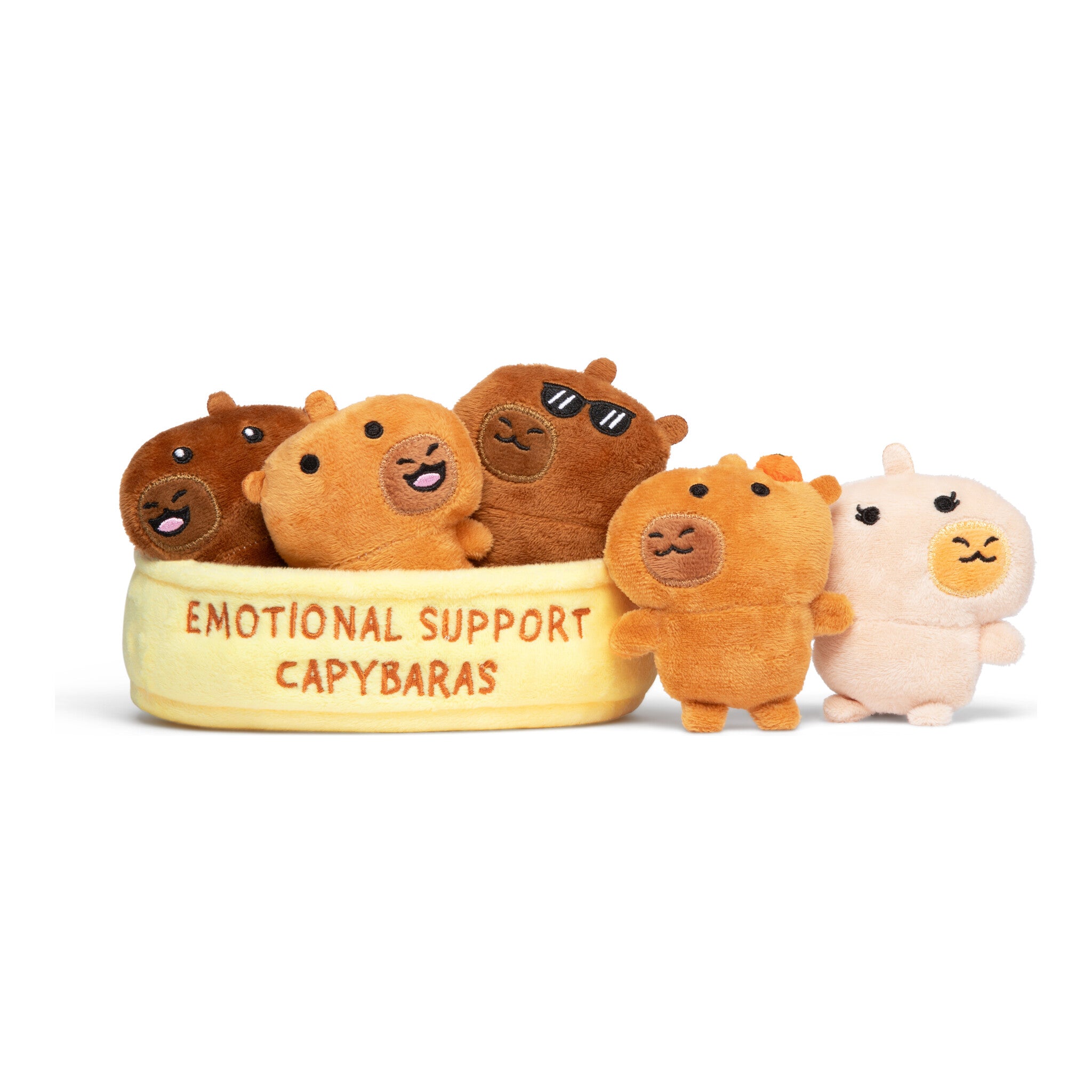 Relatable Emotional Support Capybaras Plush Set with Basket