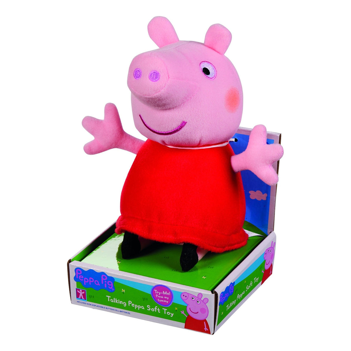 Peppa Pig Talking Red Dress Peppa Soft Toy 20cm