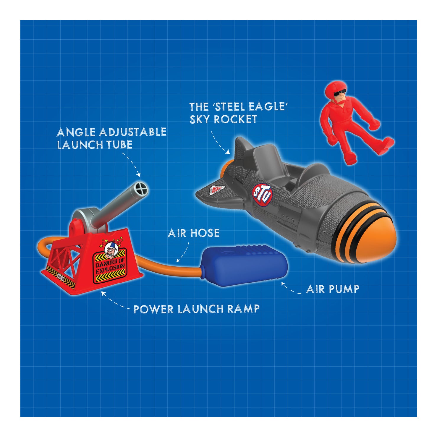 Stuntman Stu Sky Comet Rocket Plane Stomp & Launch Toy