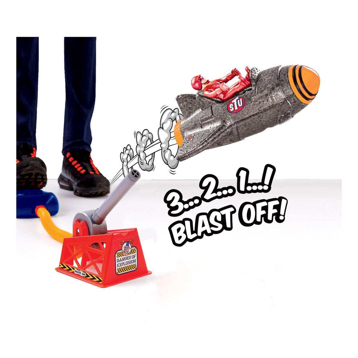 Stuntman Stu Sky Comet Rocket Plane Stomp & Launch Toy