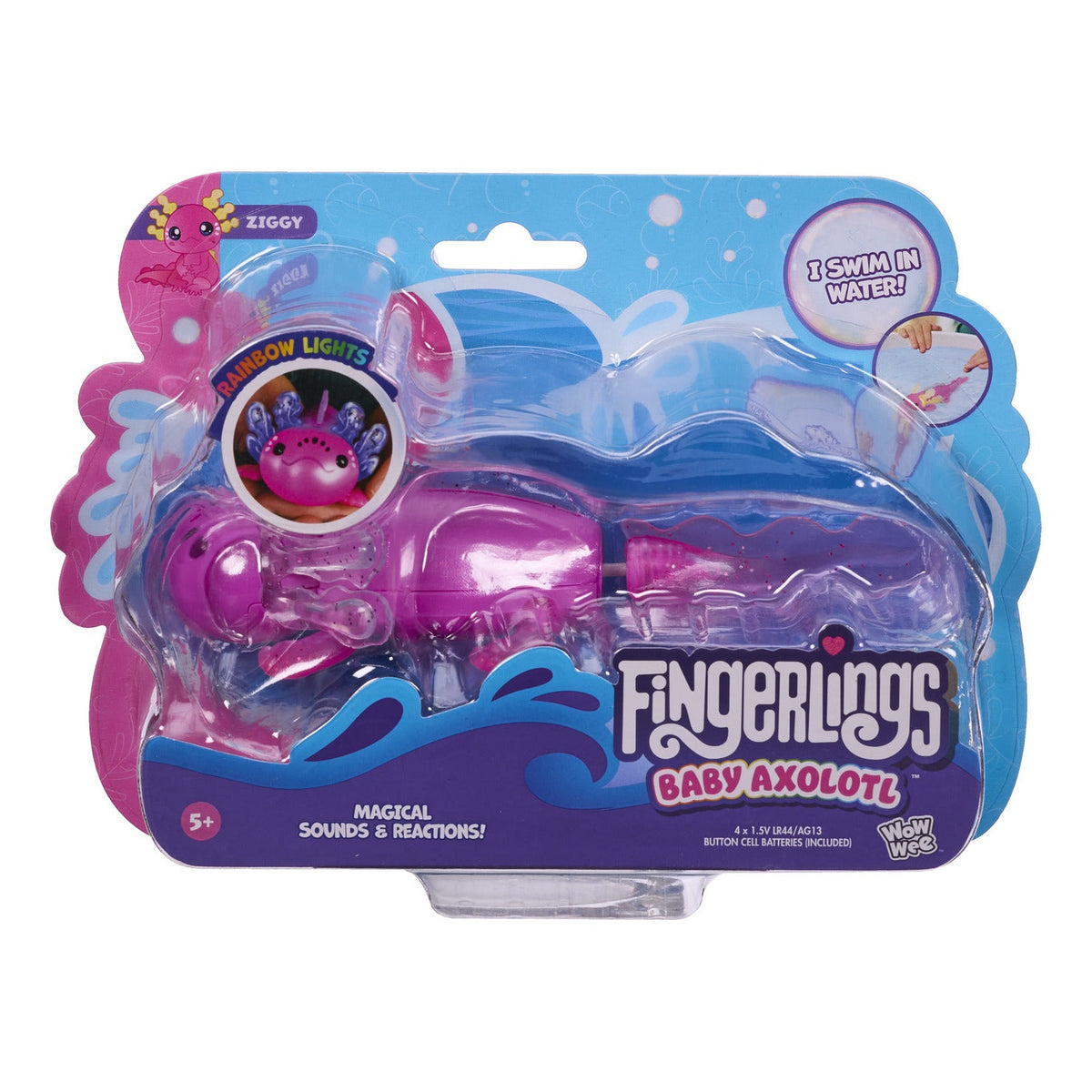 Fingerlings Baby Axolotl Ziggy Hot Pink Glitter Interactive Toy