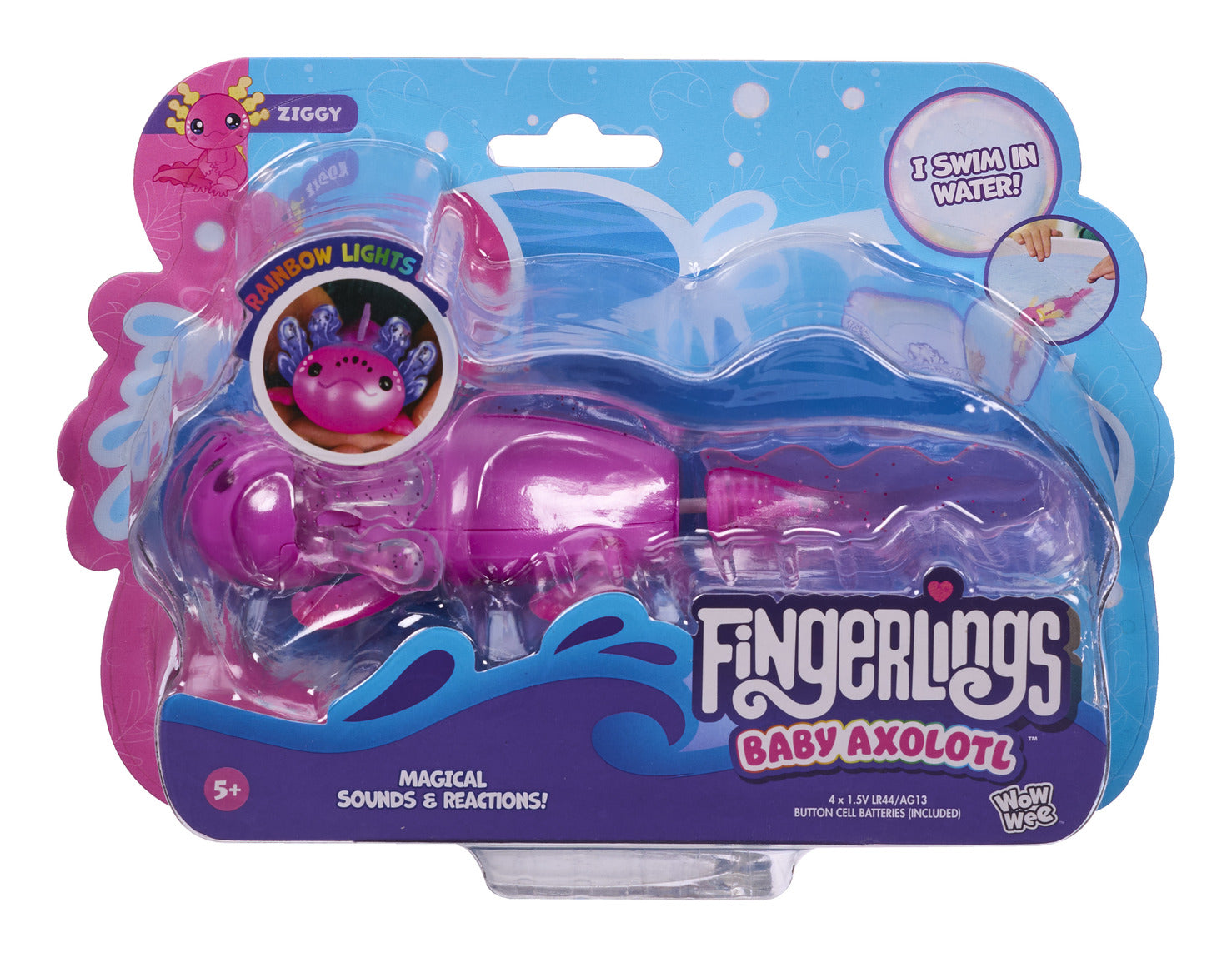 Fingerlings Baby Axolotl Ziggy Hot Pink Glitter Interactive Toy