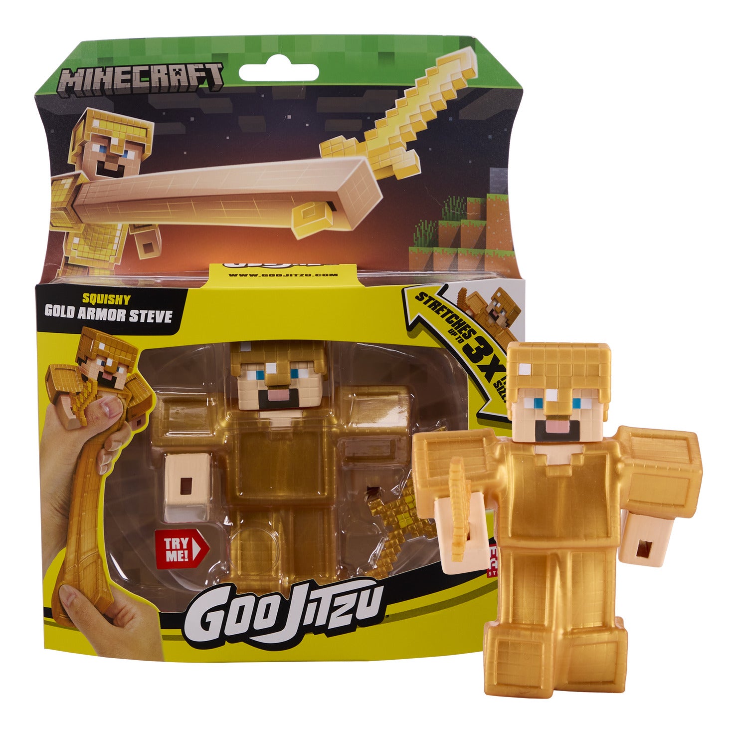 Heroes of Goo Jit Zu Minecraft Gold Armour Steve Stretchy Figure
