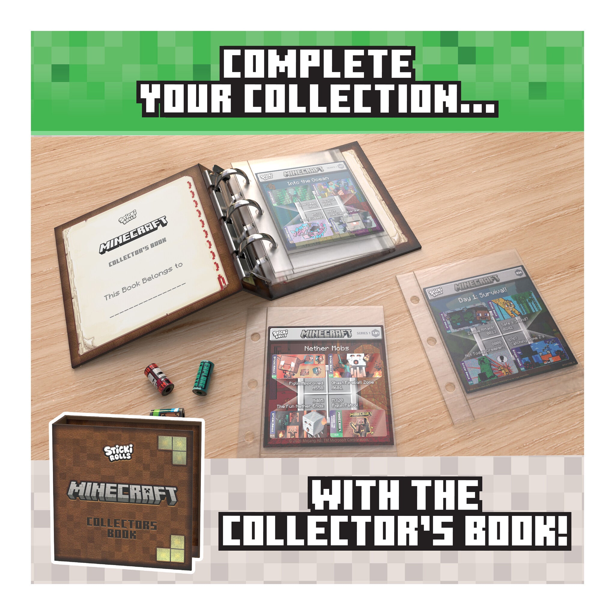 Sticki Rolls Minecraft Collectors Book with Wristband and 120 Stickers
