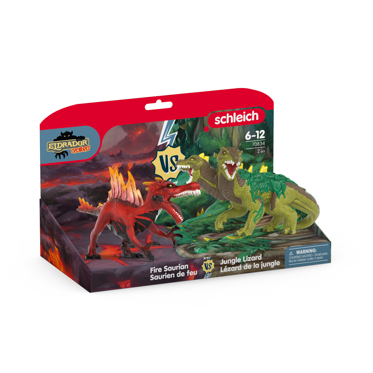 Schleich Eldrador Creatures Fire Saurian vs Jungle Lizard Figure Set