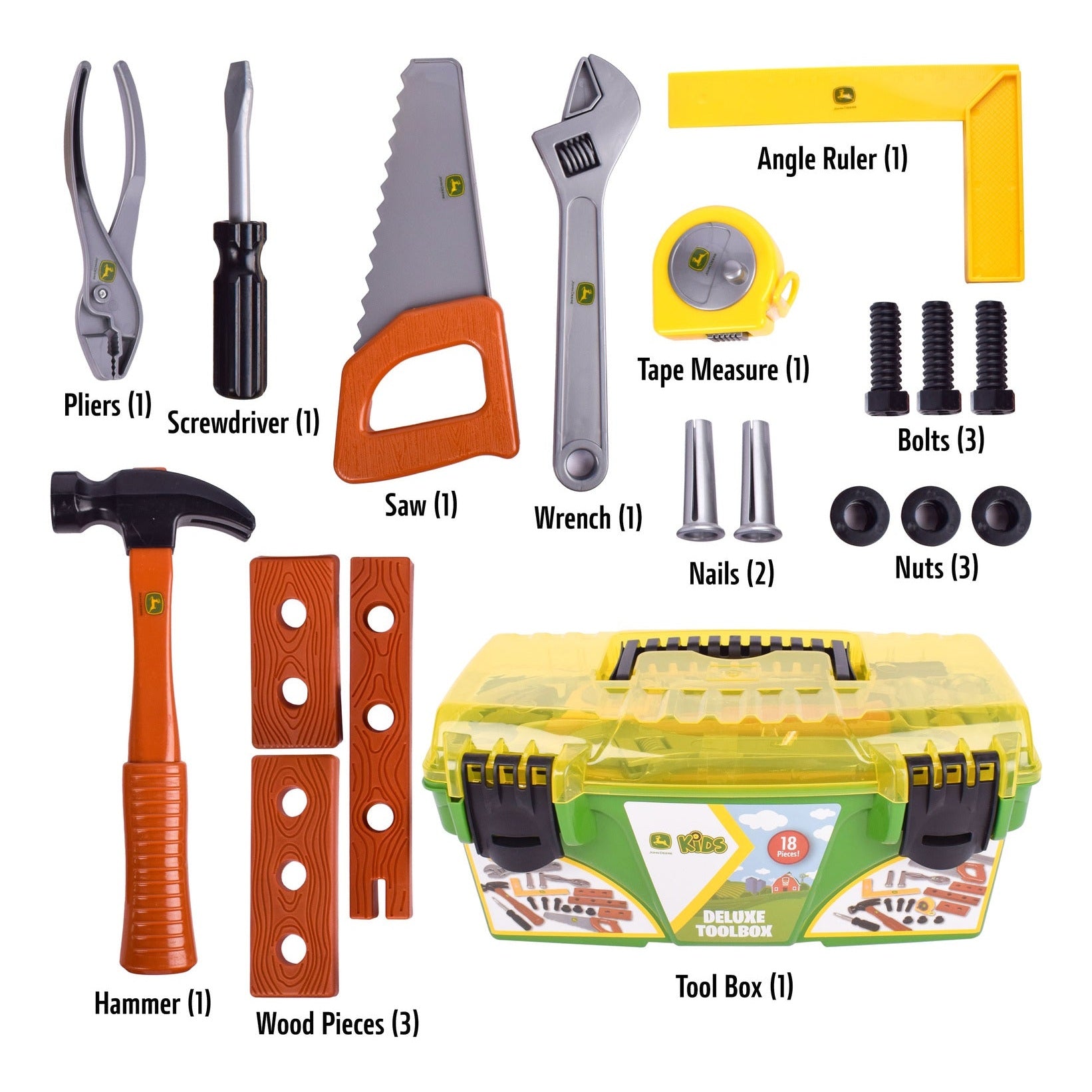 John Deere Deluxe Tool Box 18-Piece Pretend Play Set