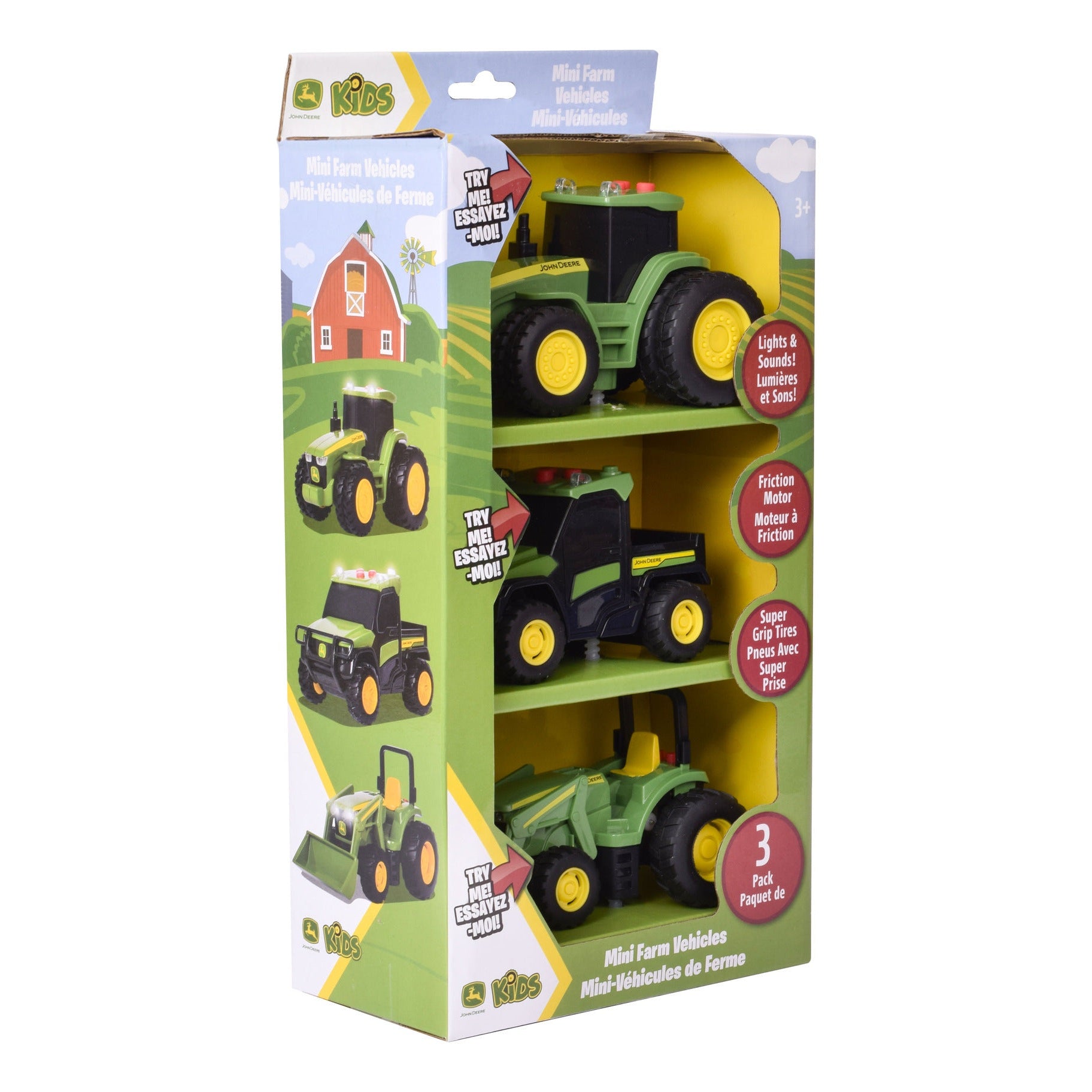 TOMY John Deere Mini Farm Vehicles 3 Pack with Lights and Sounds