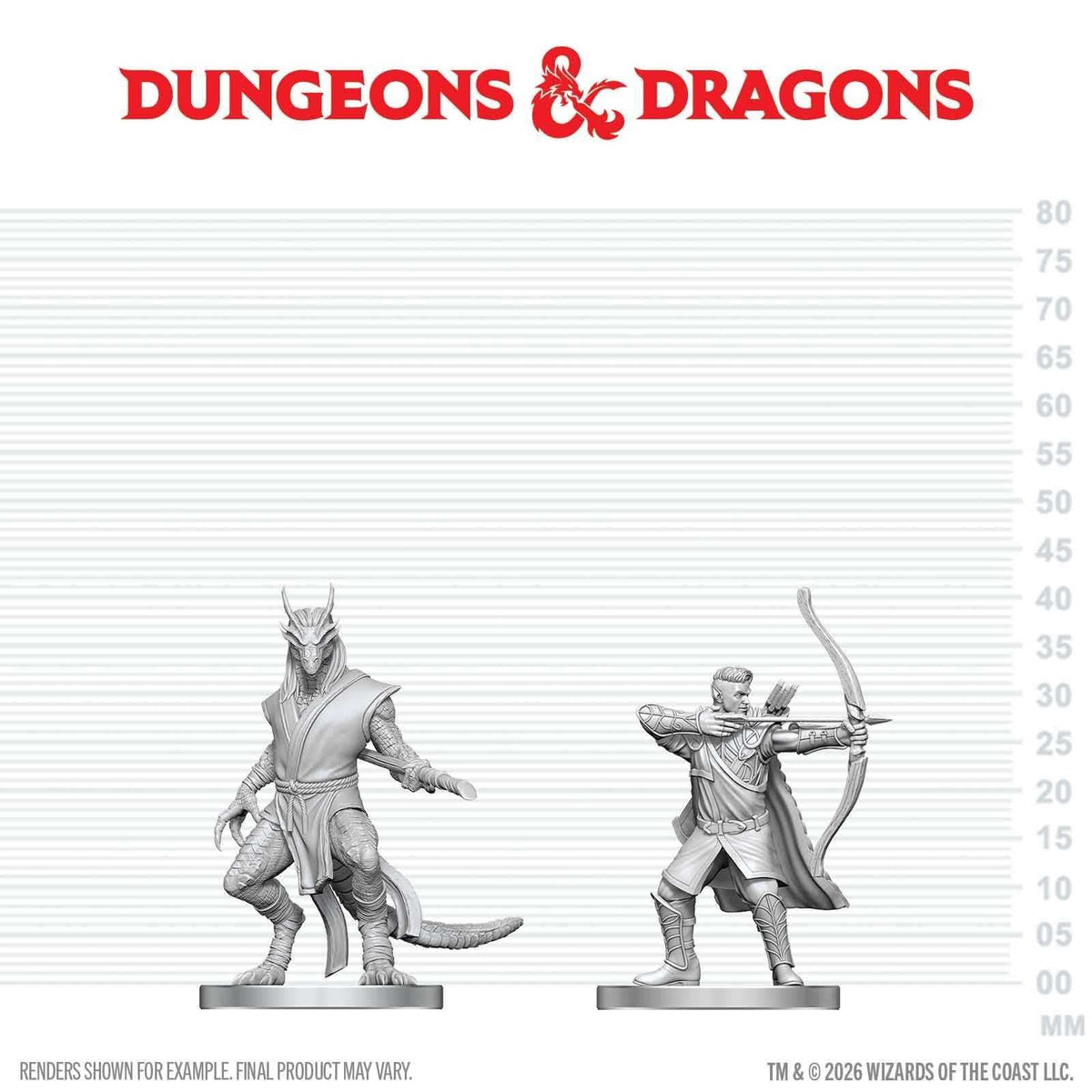 D&D Nolzur's Marvelous Unpainted Miniatures: Elf Ranger & Dragonborn Monk (W29)