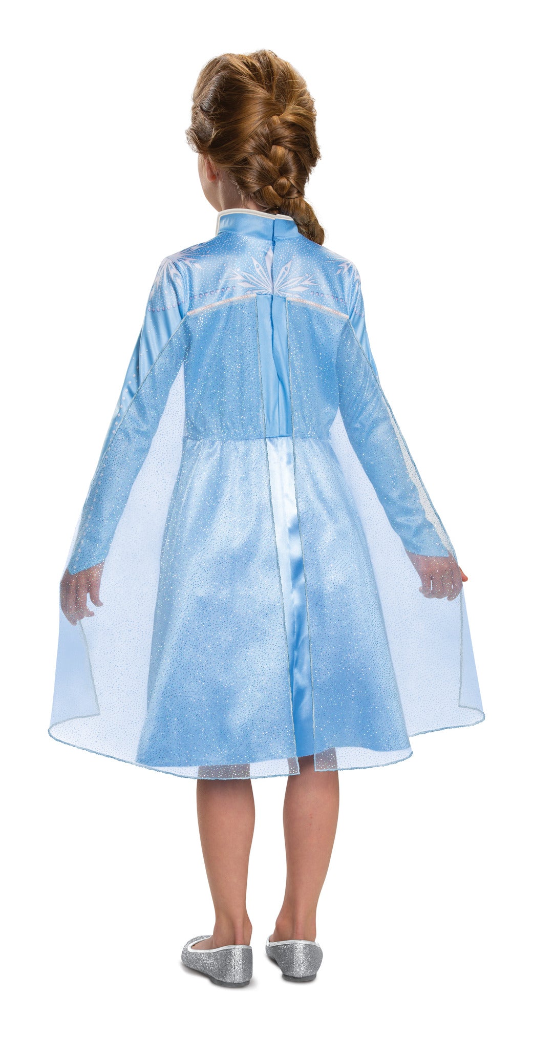 Disney Frozen 2 Elsa Travelling Classic Costume Dress with Cape, Medium 7-8 Years