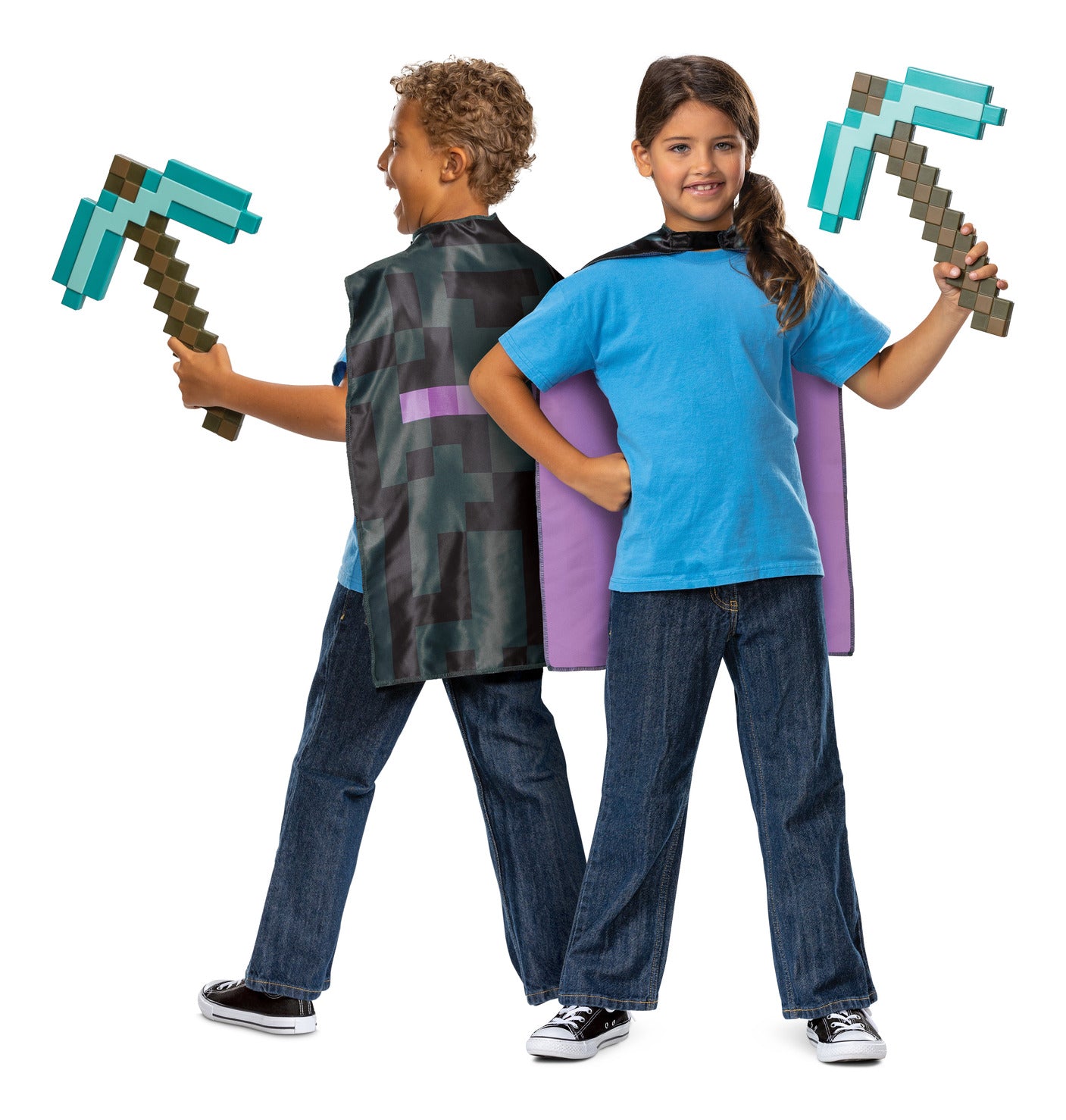 Disguise Minecraft Pickaxe and Enderman Cape Costume Set