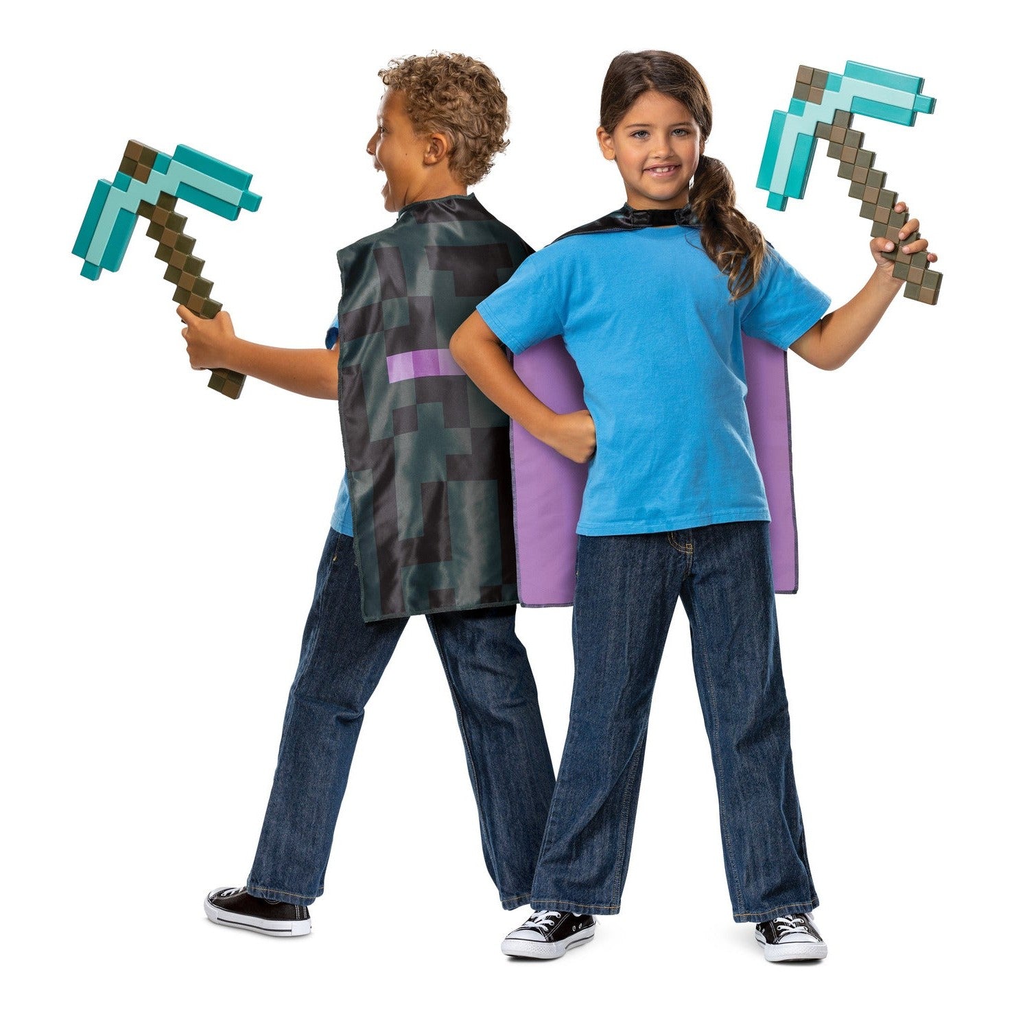 Disguise Minecraft Pickaxe and Enderman Cape Costume Set