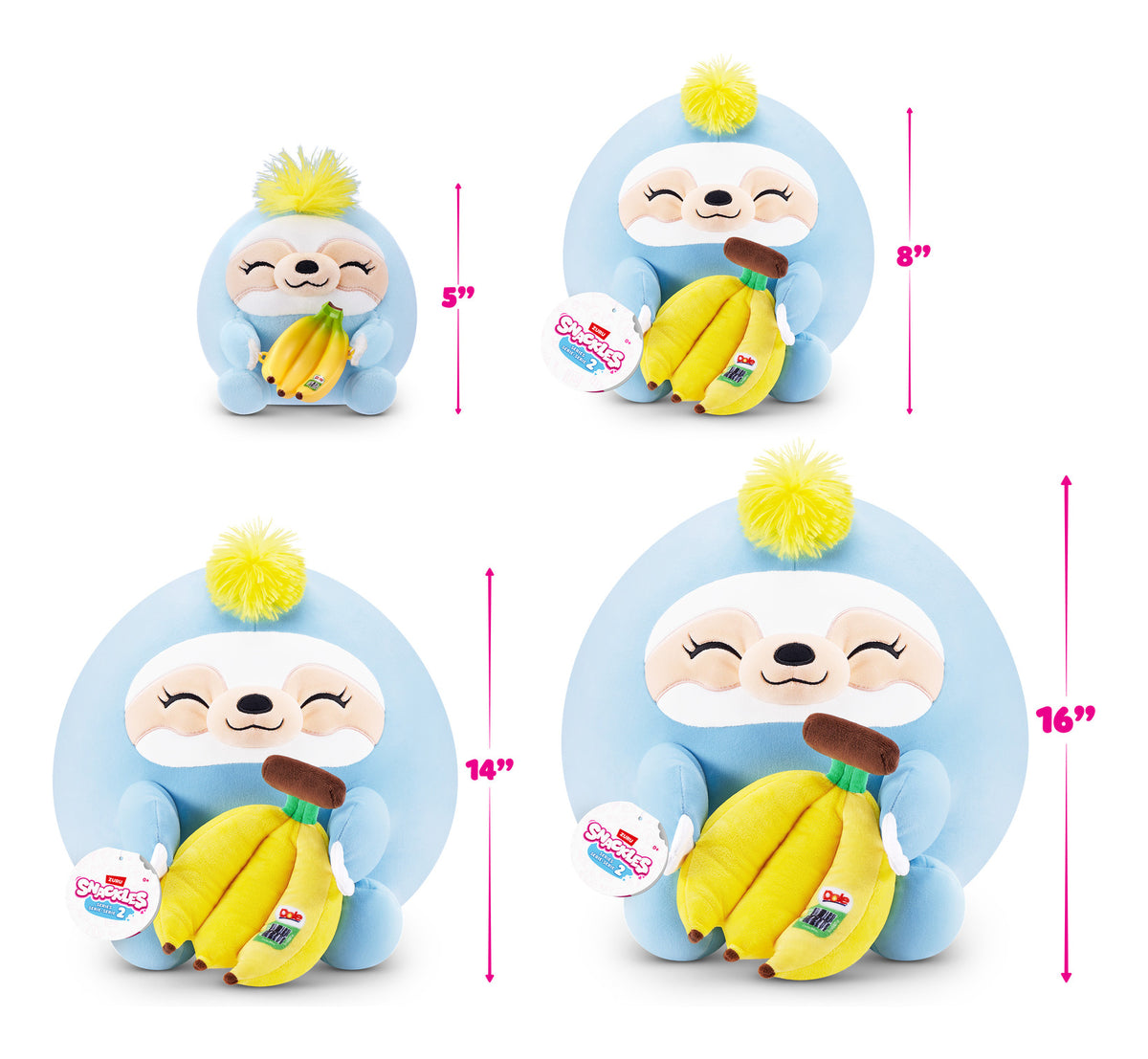ZURU Snackles 14in Plush - Sloth & Dole (Banana)