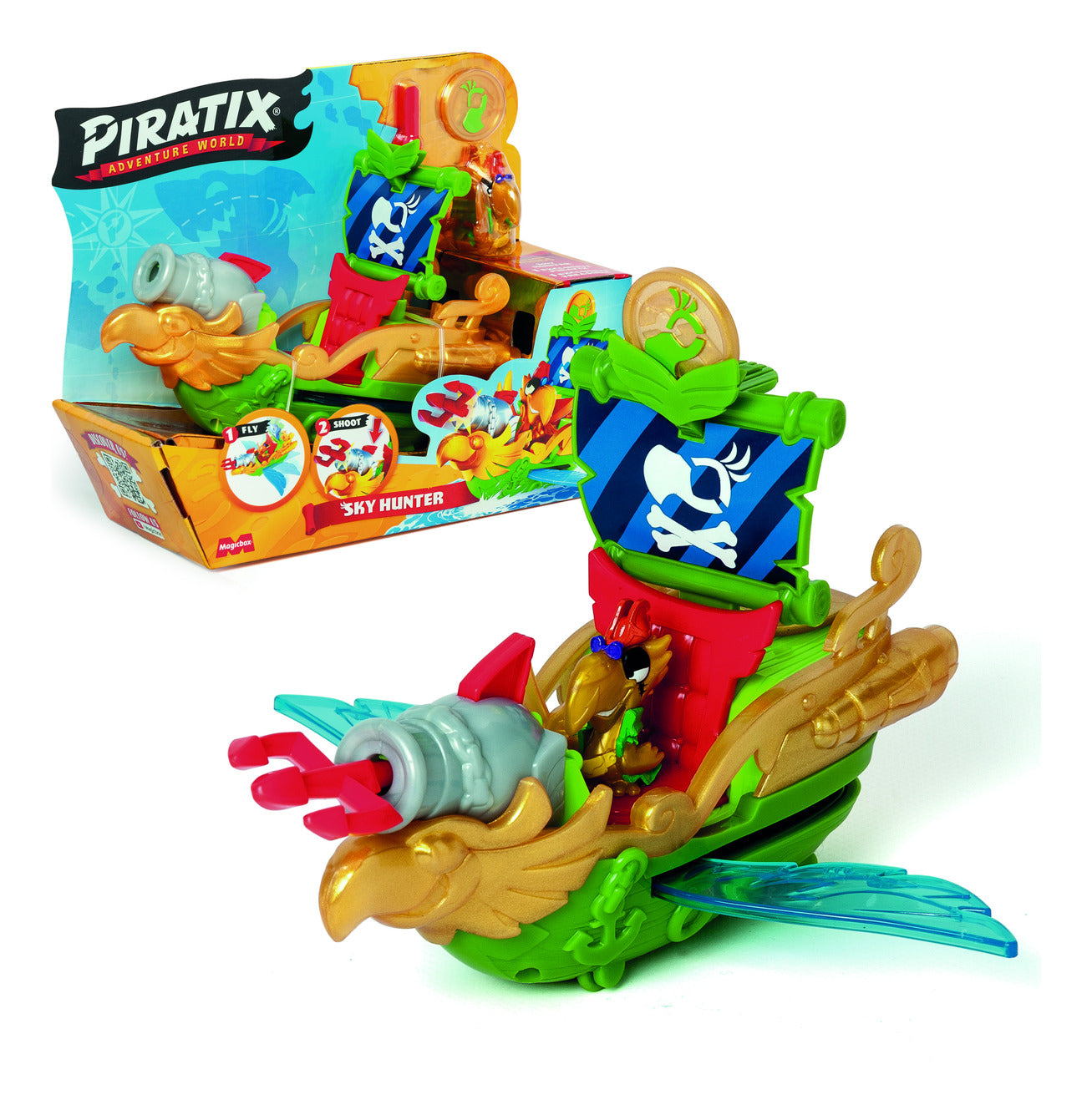 Piratix Golden Treasure Sea Crusher Pirate Ship with Captain Wings