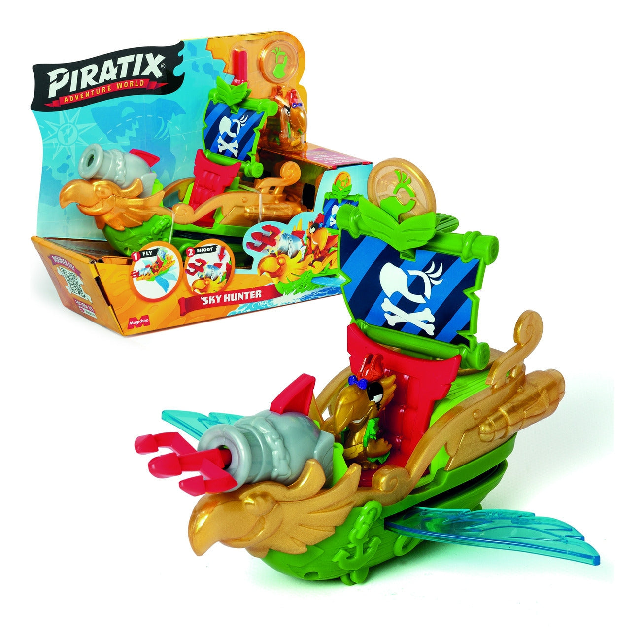 Piratix Golden Treasure Sea Crusher Pirate Ship with Captain Wings