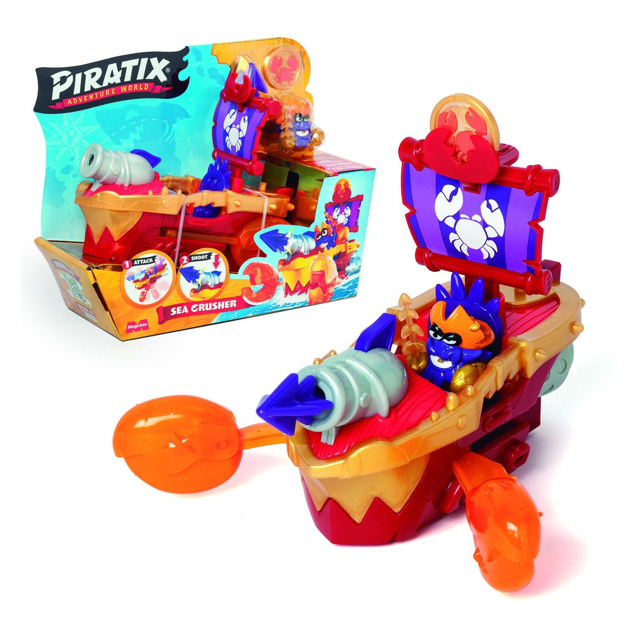 Piratix Golden Treasure Sea Crusher Pirate Ship with Captain Wings