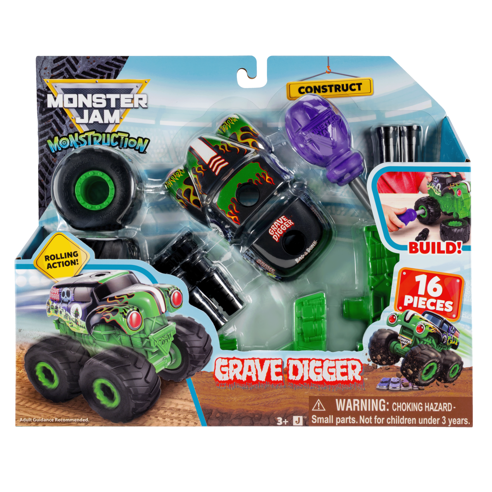 Monster Jam Grave Digger Monstruction Truck 5-Inch Buildable Vehicle