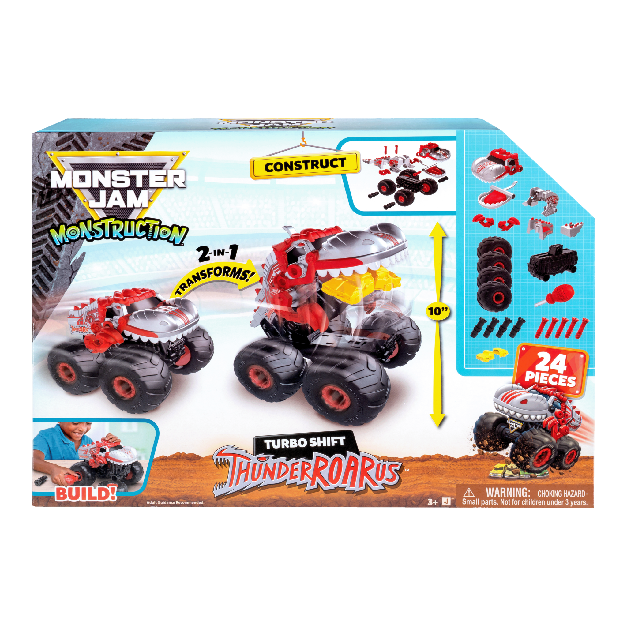 Monster Jam Turbo Shift ThunderROARus 10-Inch Transforming Buildable Truck