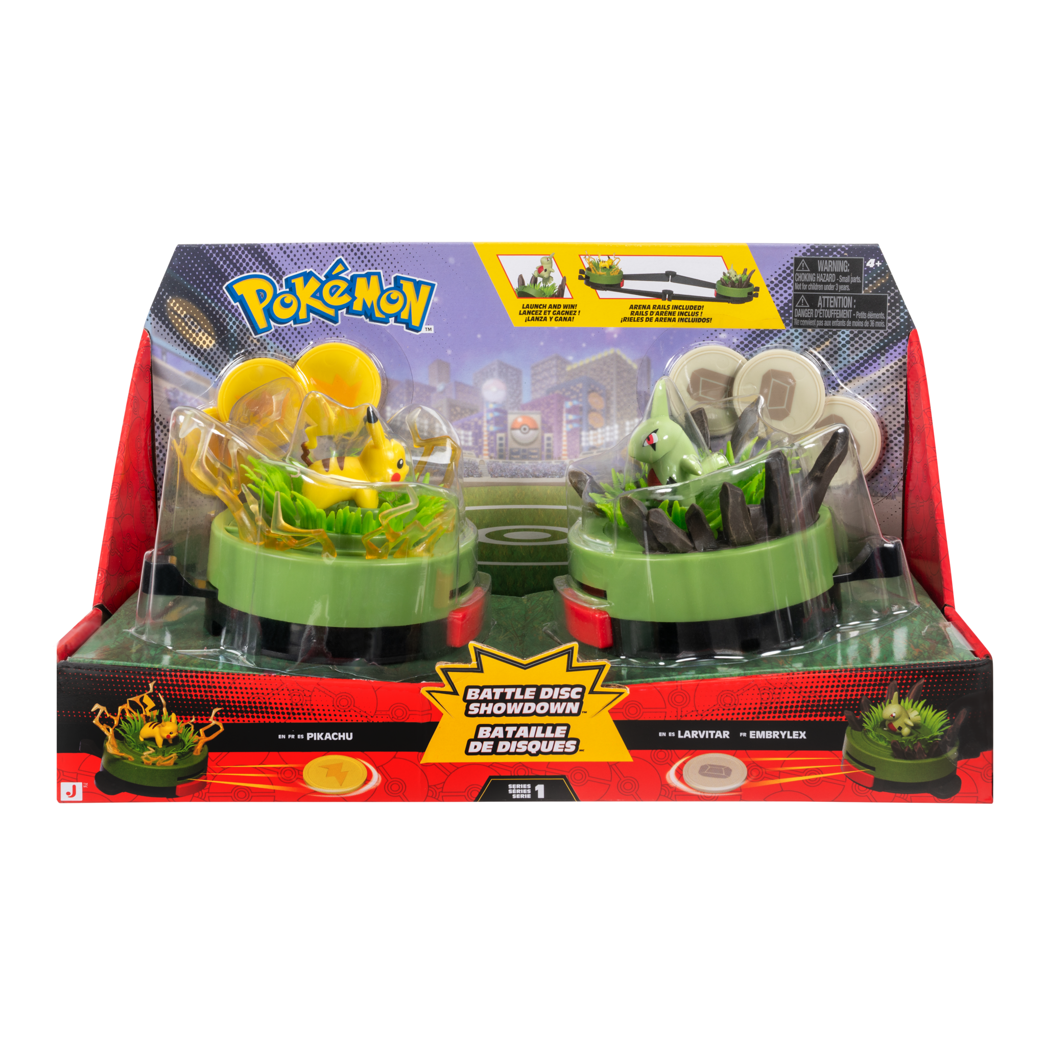 Jazwares Pokémon Battle Disc Showdown Game Pikachu & Larvitar